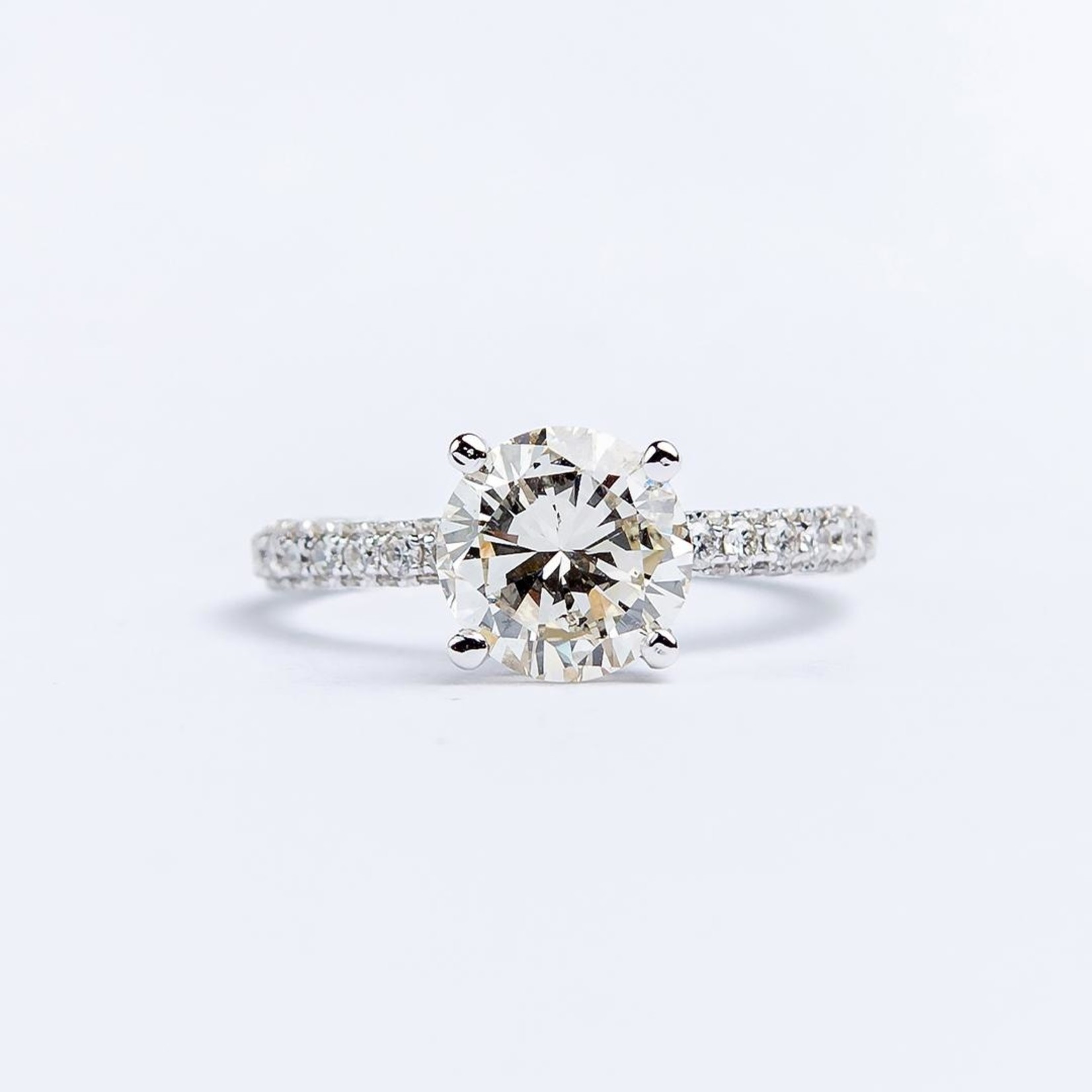 LXR Jewelry Ring 14KW Setting DIA 1.44CT Semi MTG Round DIA 1.89CT LR J/SI1