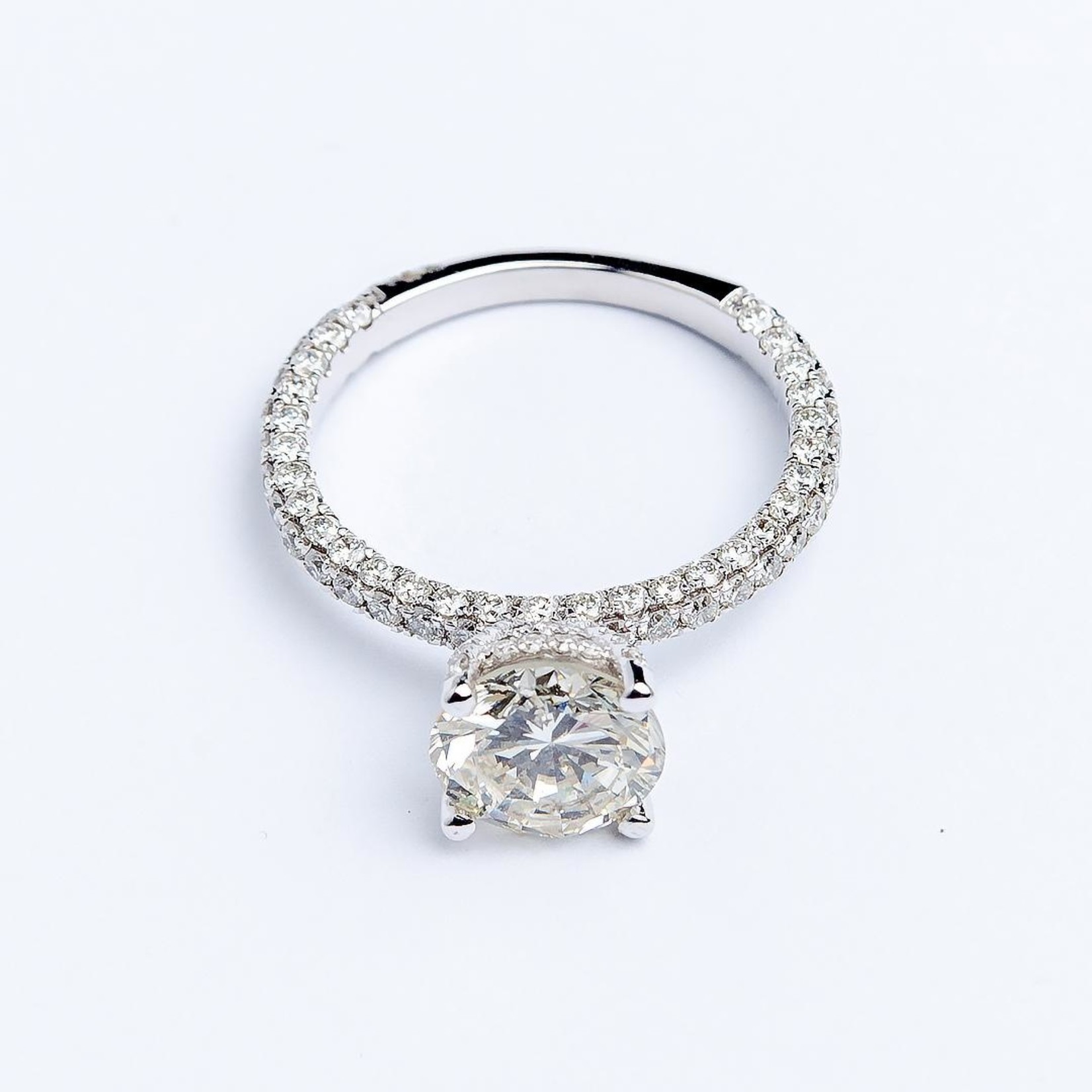 LXR Jewelry Ring 14KW Setting DIA 1.44CT Semi MTG Round DIA 1.89CT LR J/SI1