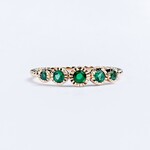 LXR Jewelry Ring 14K 5 Stone Green Emerald .28ct Yellow Gold