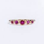 LXR Jewelry Ring 14K 5 Stone Pink Sapphire BS .45ct Yellow Gold