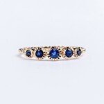 LXR Jewelry Ring 14K 5 Stone Blue Sapphire BS .45ct Yellow Gold