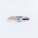 LXR Jewelry Ring 14K Sapphire Blue enamel Yellow Gold