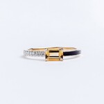 LXR Jewelry Ring 14K Yellow Gold Sapphire Enamel Black