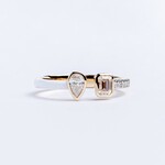 LXR Jewelry Ring 14K 2 Stone enamel White color Yellow Gold
