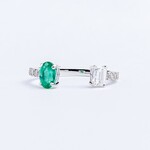 LXR Jewelry Ring 18KW Emerald .44CT DIA .5CT Gold wt 1.6g