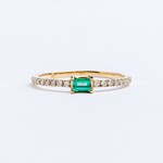 LXR Jewelry Ring Emerald .13CT DIA .15CT Yellow Gold wt 1.31gr
