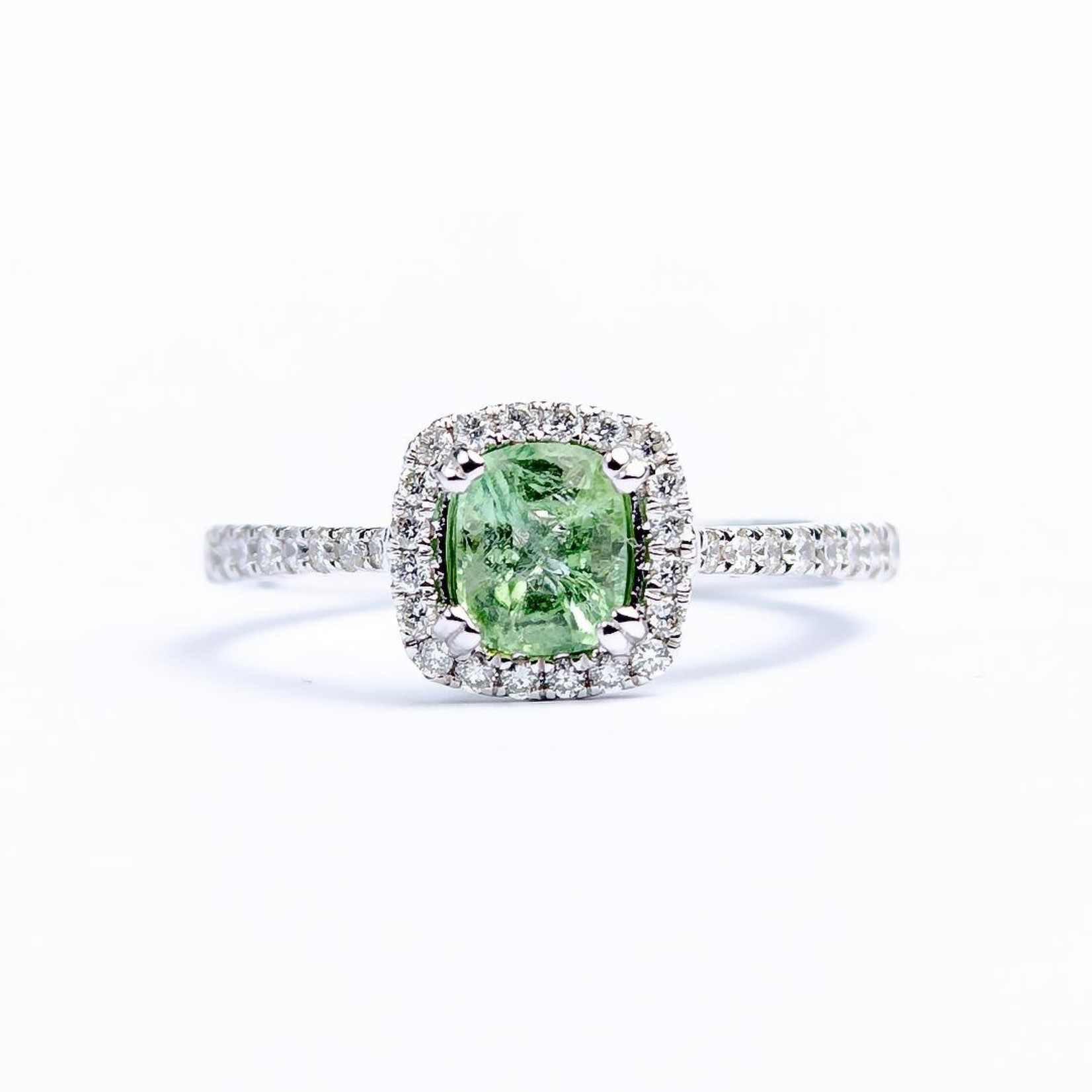 LXR Jewelry Ring 14KW DIA .43CT Tourmaline .74CT
