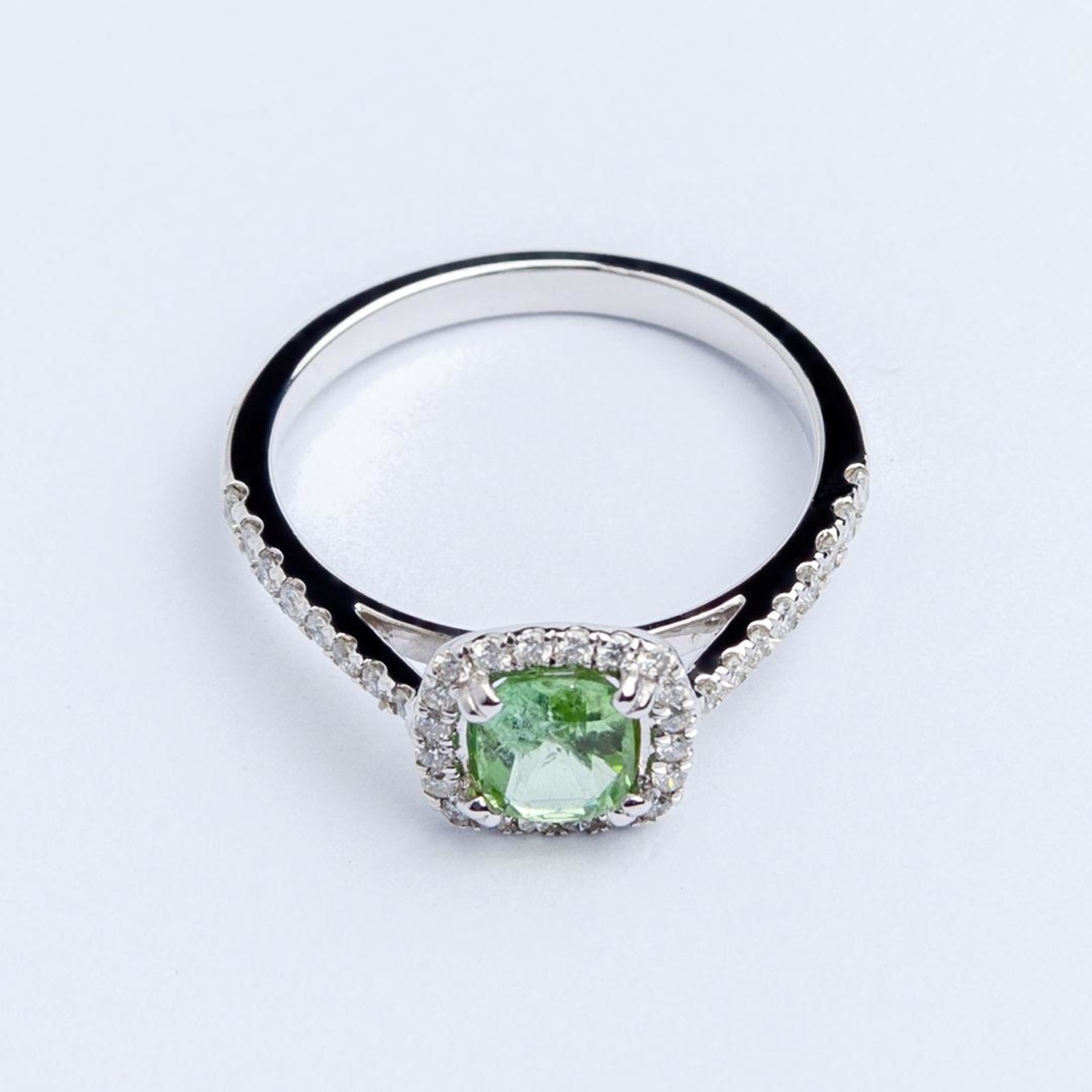 LXR Jewelry Ring 14KW DIA .43CT Tourmaline .74CT