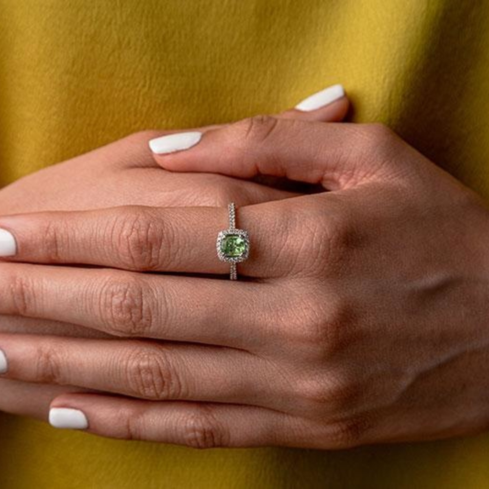LXR Jewelry Ring 14KW DIA .43CT Tourmaline .74CT