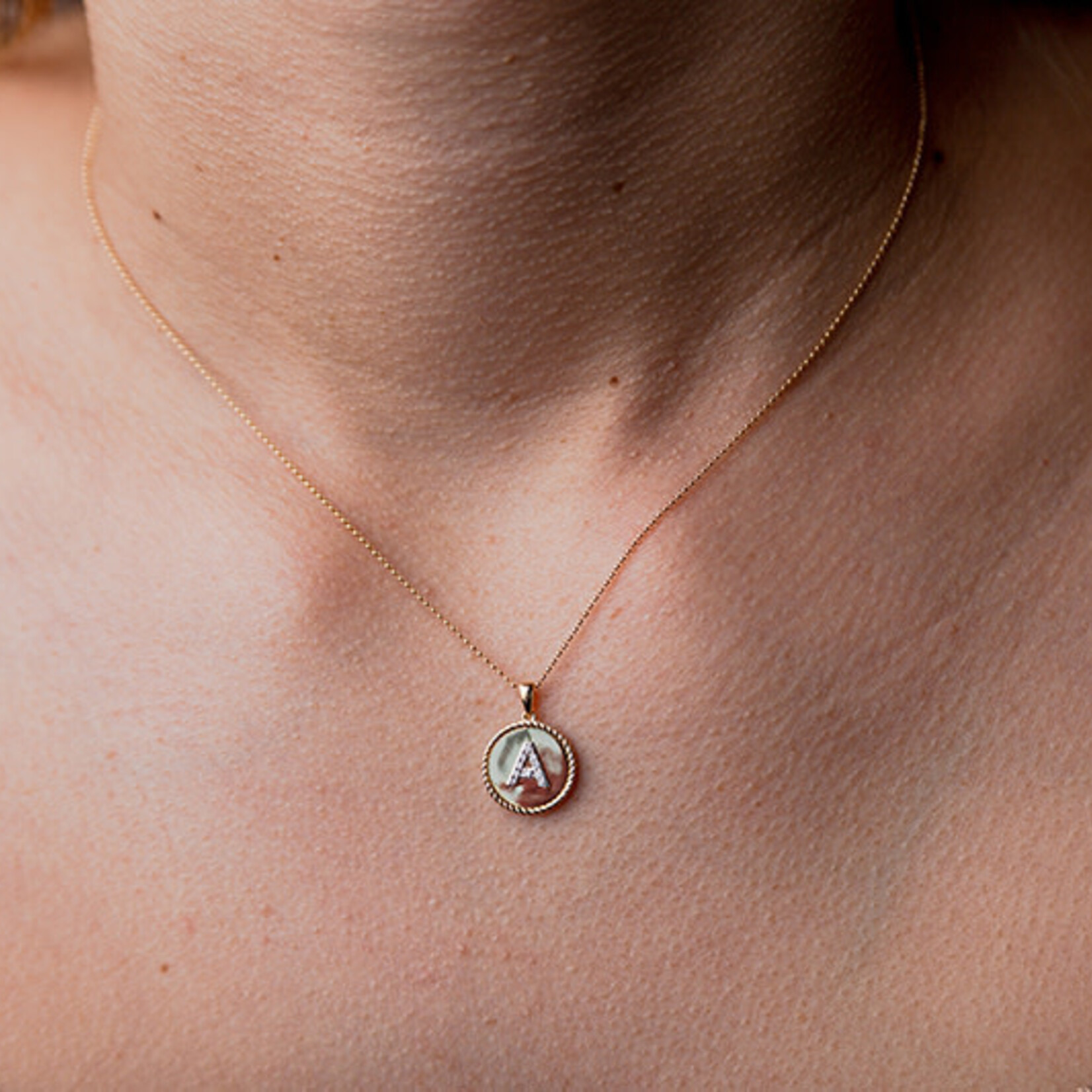LXR Jewelry Necklace 14K A Coin with diamonds