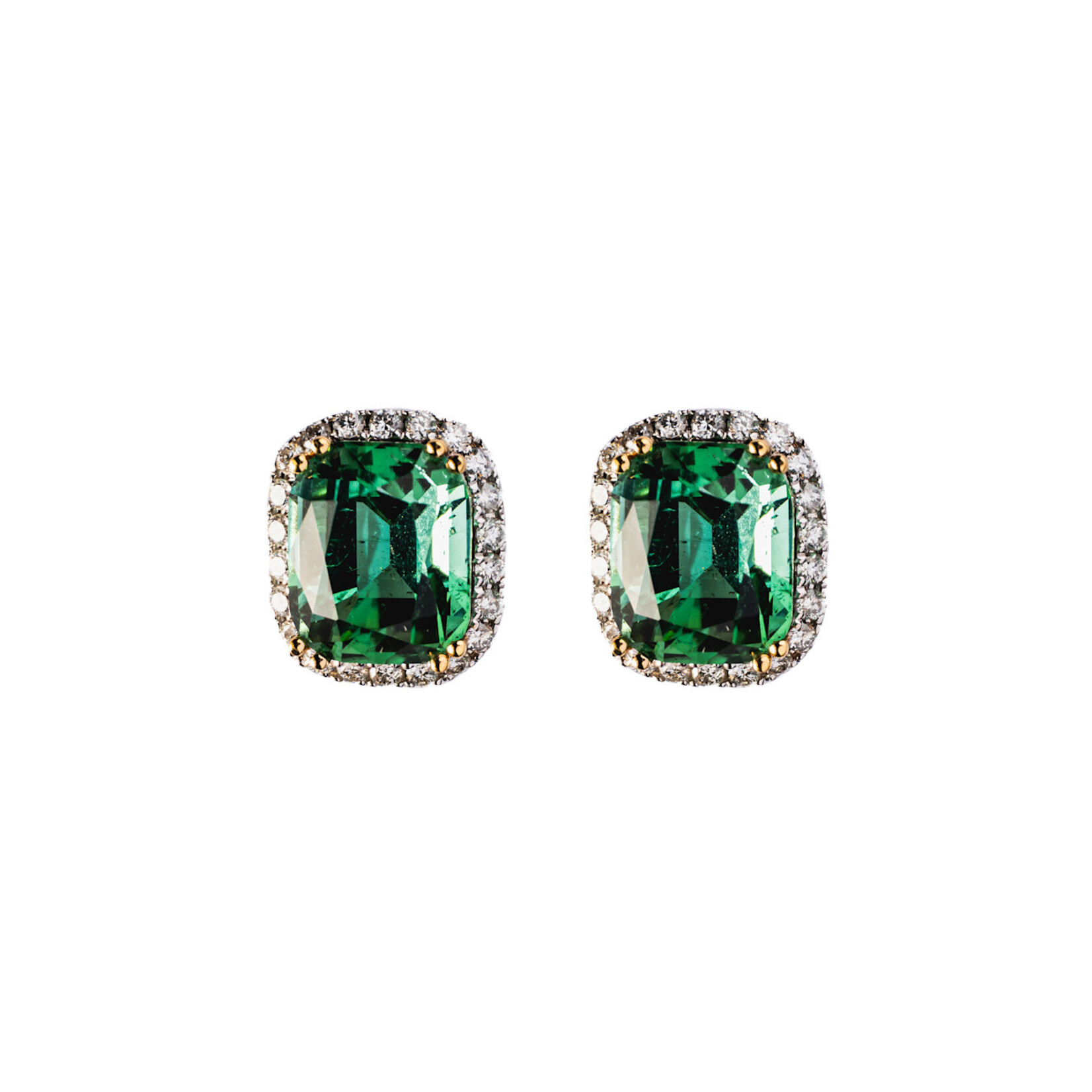 LXR Jewelry Studs 18 KW Tourmaline 4.70ct. Diamond 0.44ct.