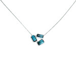 LXR Jewelry Necklace 14KW Tourmaline 2.83ct. Diamond 0.45ct.