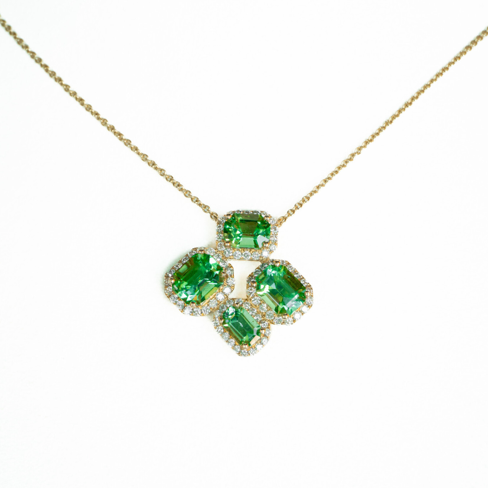 LXR Jewelry Necklace 14KY Tourmaline 2.63ct. Diamond 0.46ct.