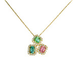 LXR Jewelry Necklace 14KY Tourmaline 1.40ct. Diamond 0.30ct.
