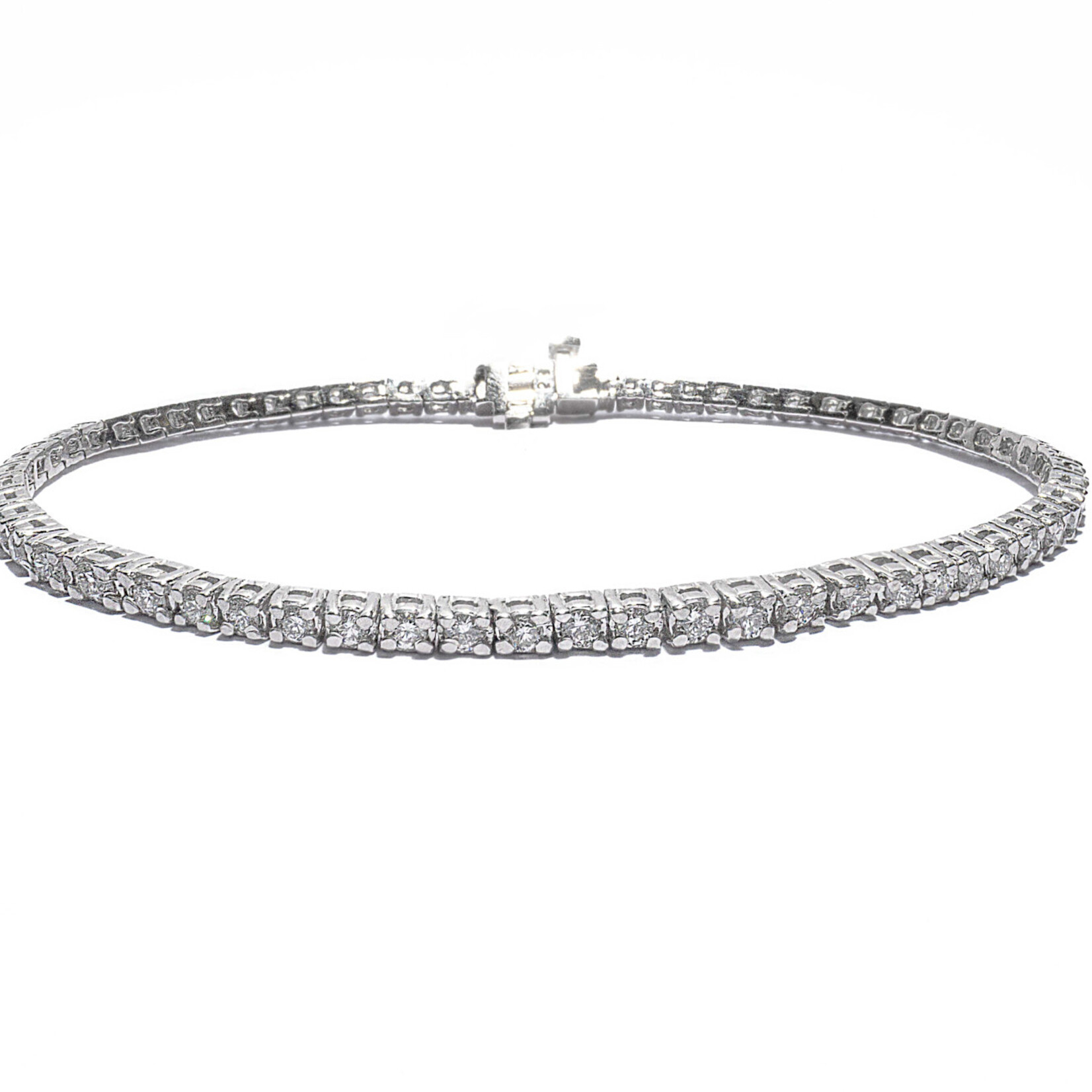 LXR Jewelry Bracelet 14KW Diamond 1.95ct. Tennis