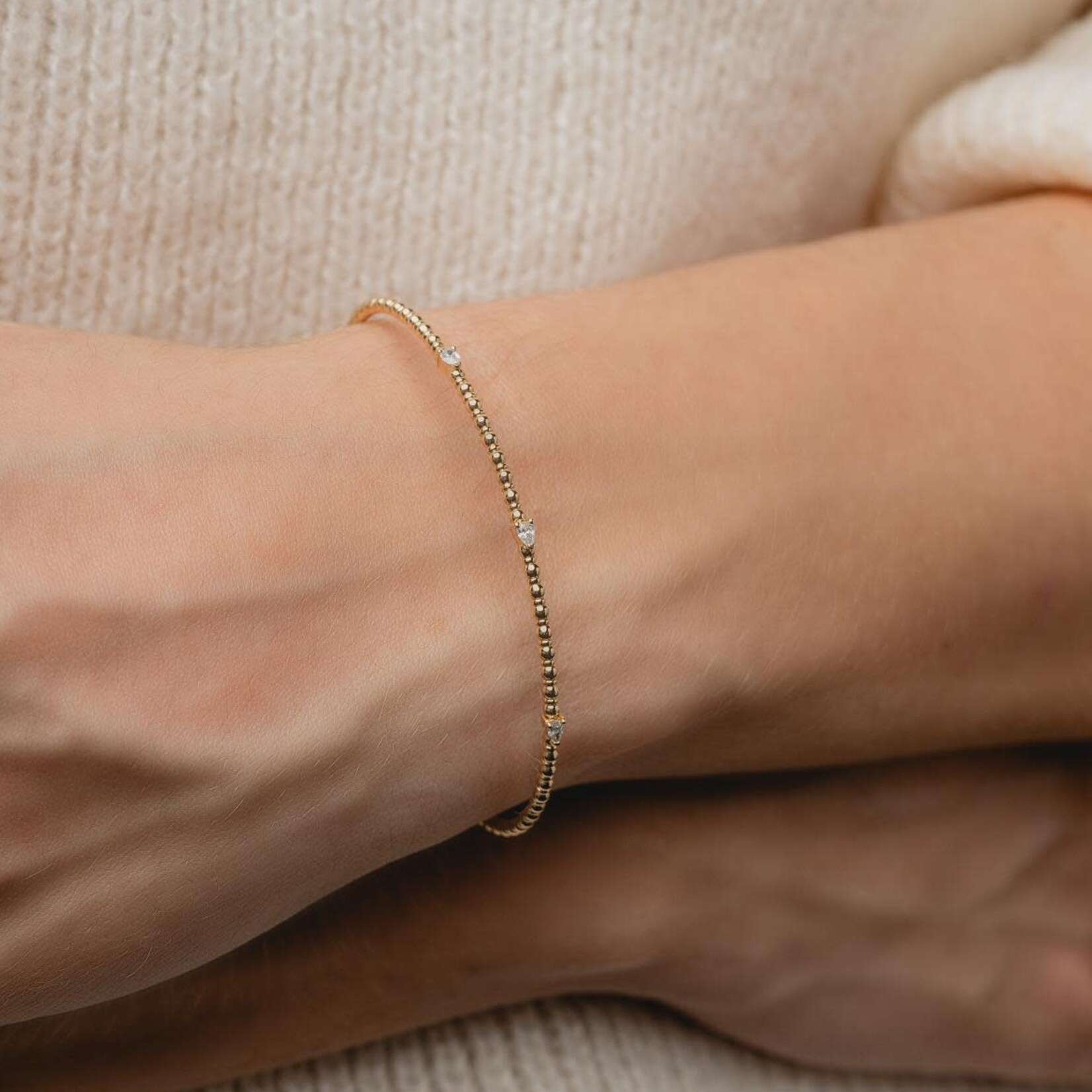 LXR Jewelry Bracelet 0.30ct. Diamond Flex Bangle 14KY
