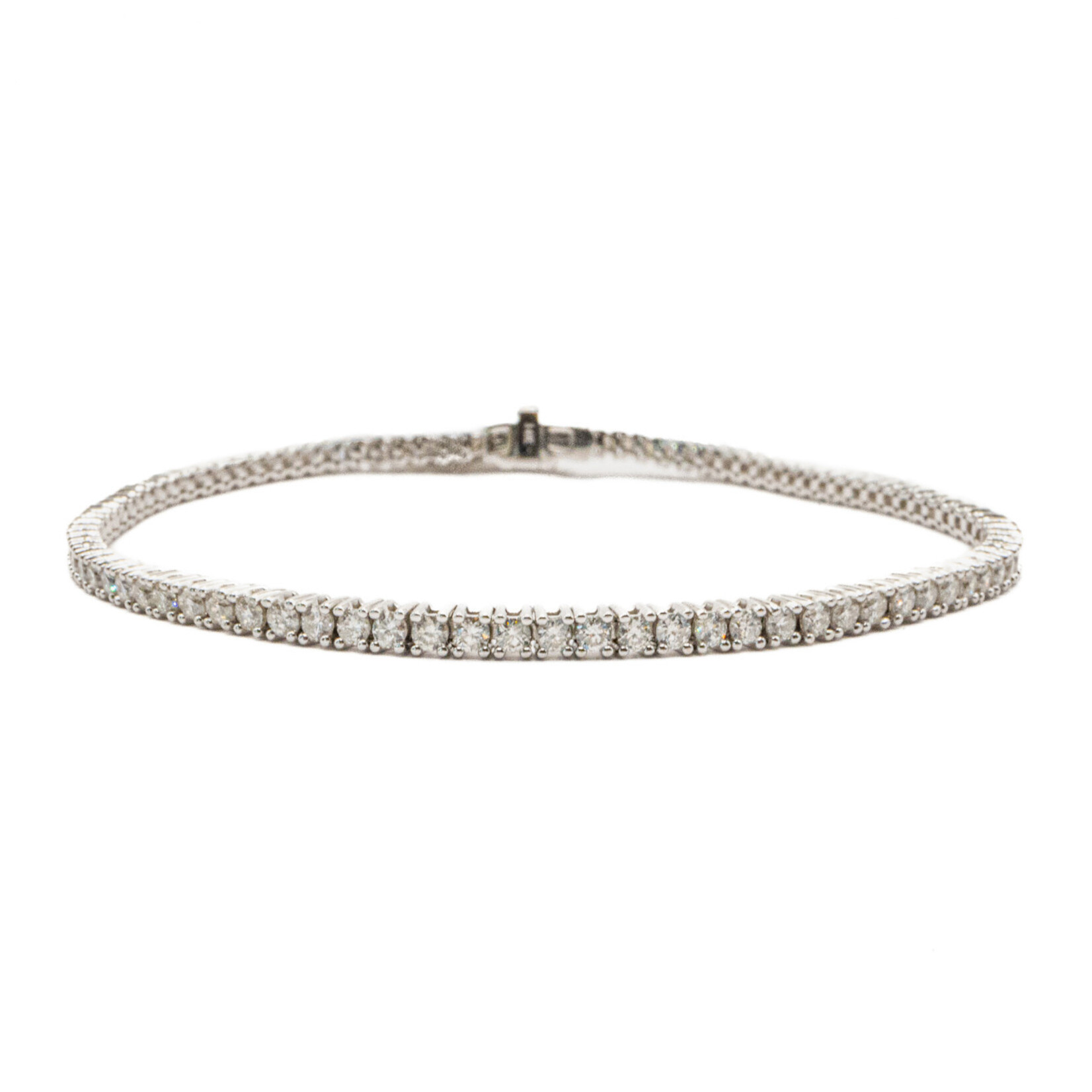 LXR Jewelry Bracelet 2.25ct. Diamond 14KW Tennis 7’