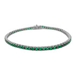 LXR Jewelry Bracelet 2.70ct. Emerald Tennis 14KW 7’