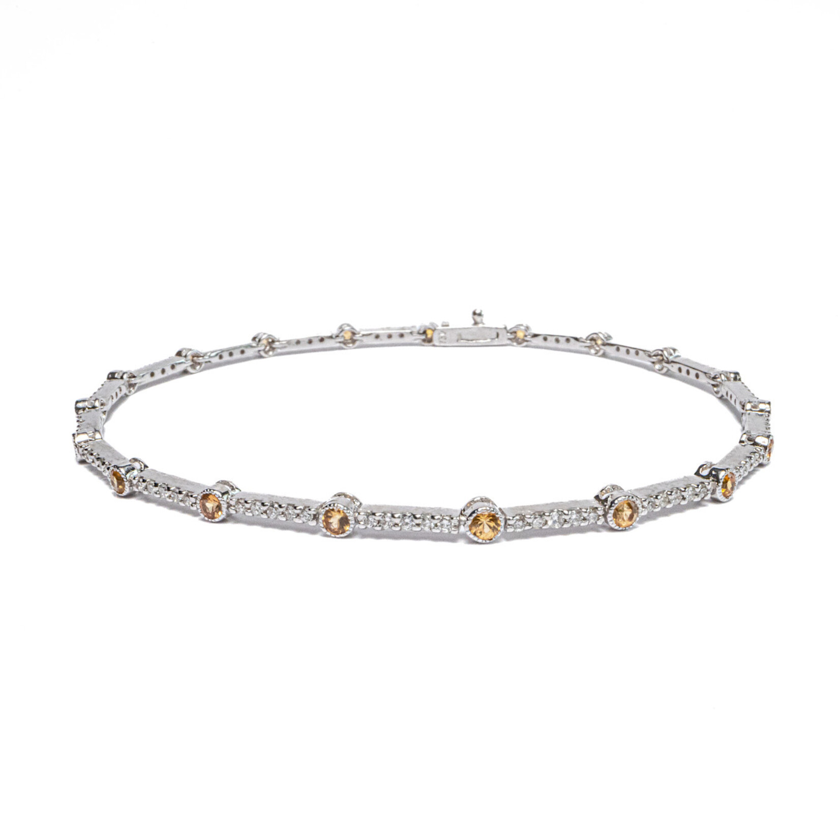 LXR Jewelry Bracelet 0.70ct. Diamond & 0.75 ct. Yellow Sapphire 18KW