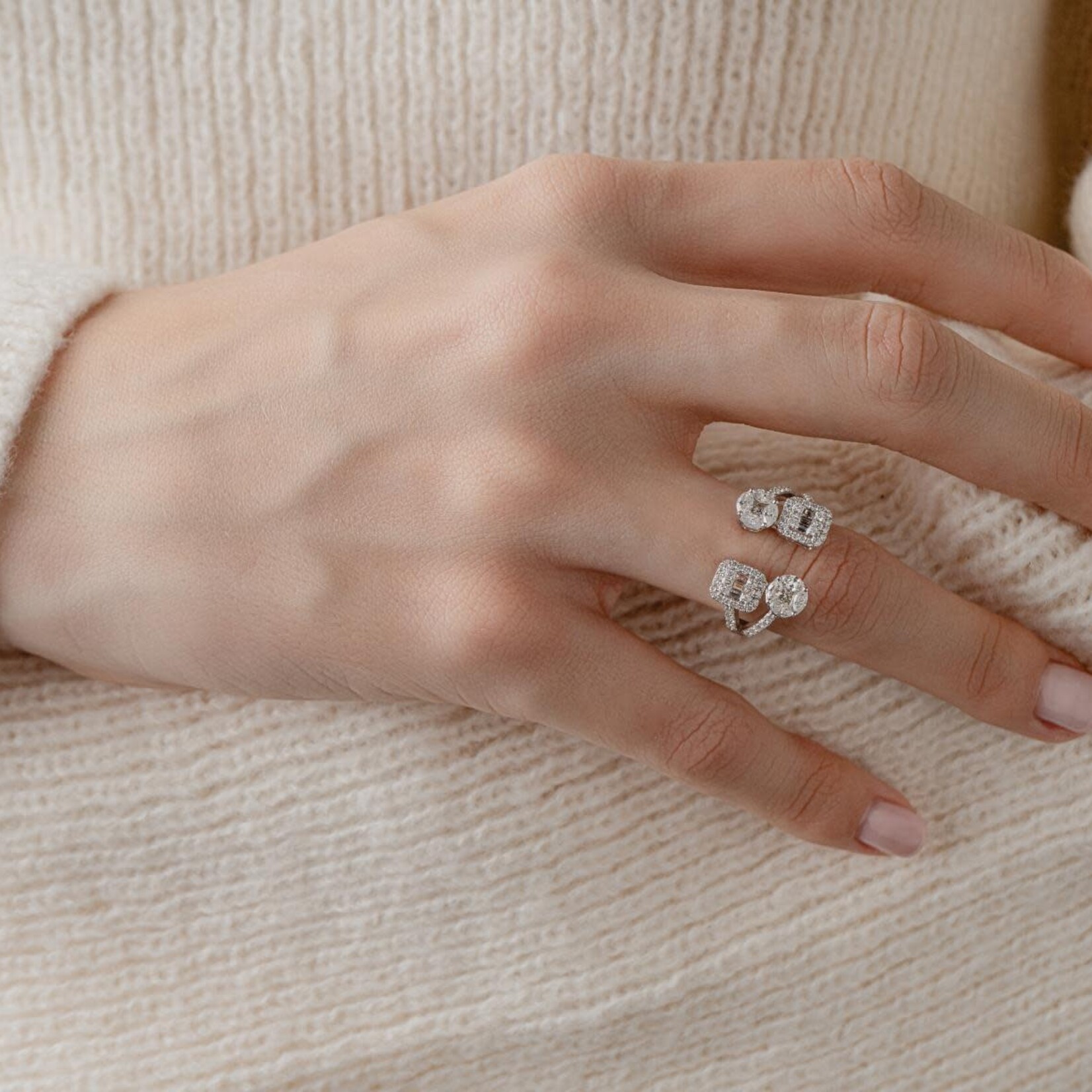 LXR Jewelry Ring 14KW Diamond 1.43ct.