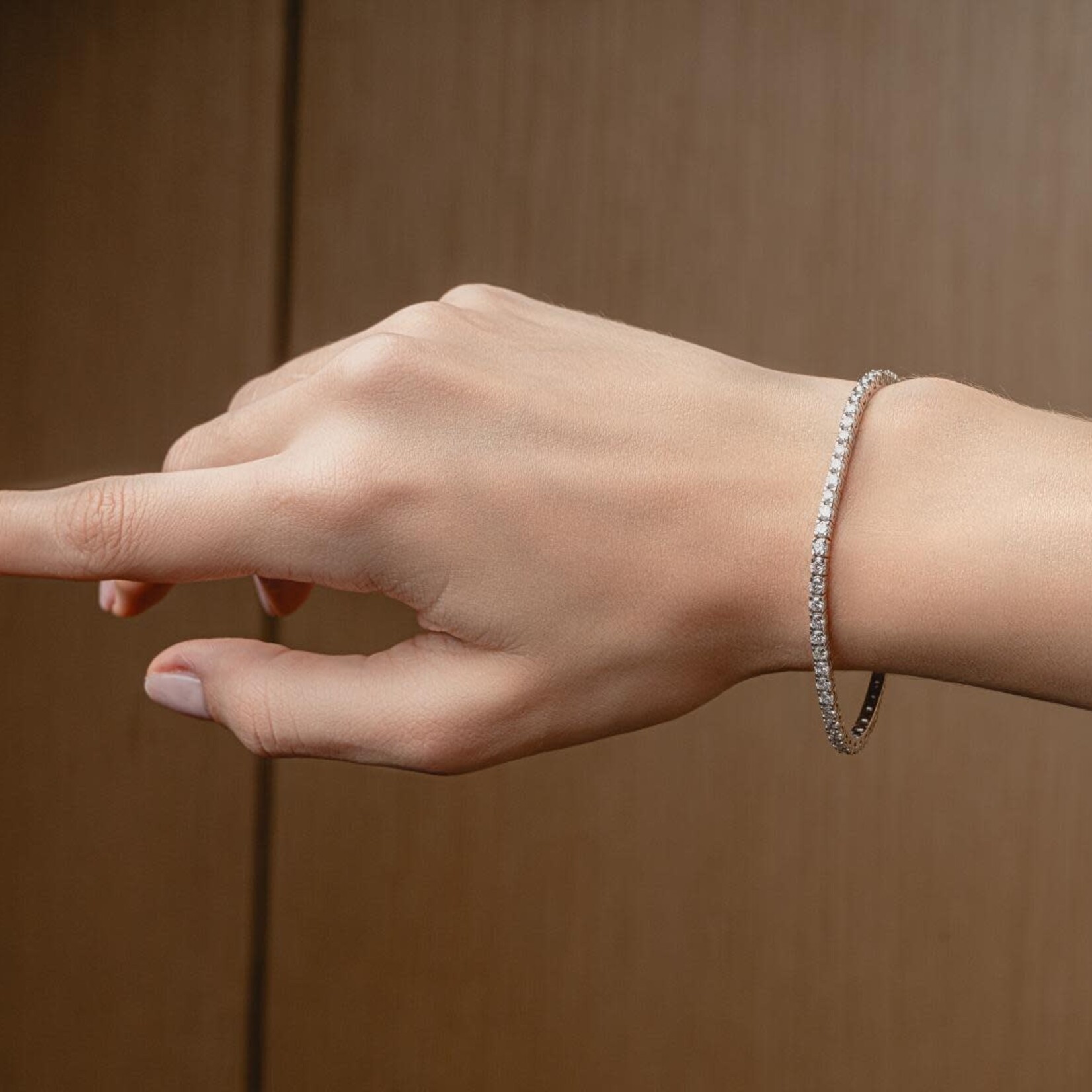 LXR Jewelry Bracelet 14KW Diamond 4.89ct. Tennis