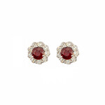 LXR Jewelry Studs 14KW Ruby 1.72ct. Diamond 1.34ct.