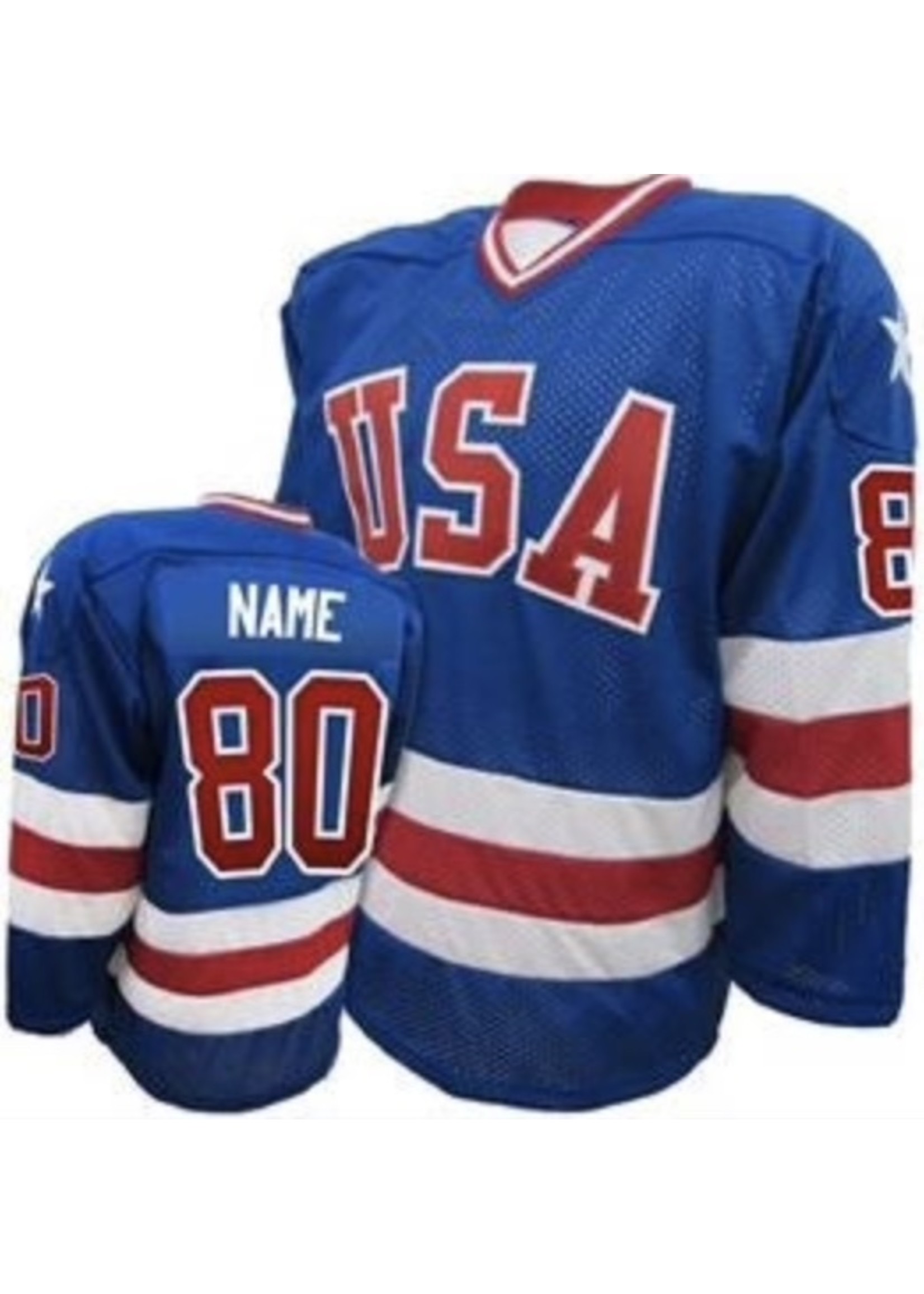 USA Hockey Miracle On Ice Adult Ice Hockey Jersey Away Blue, Home White