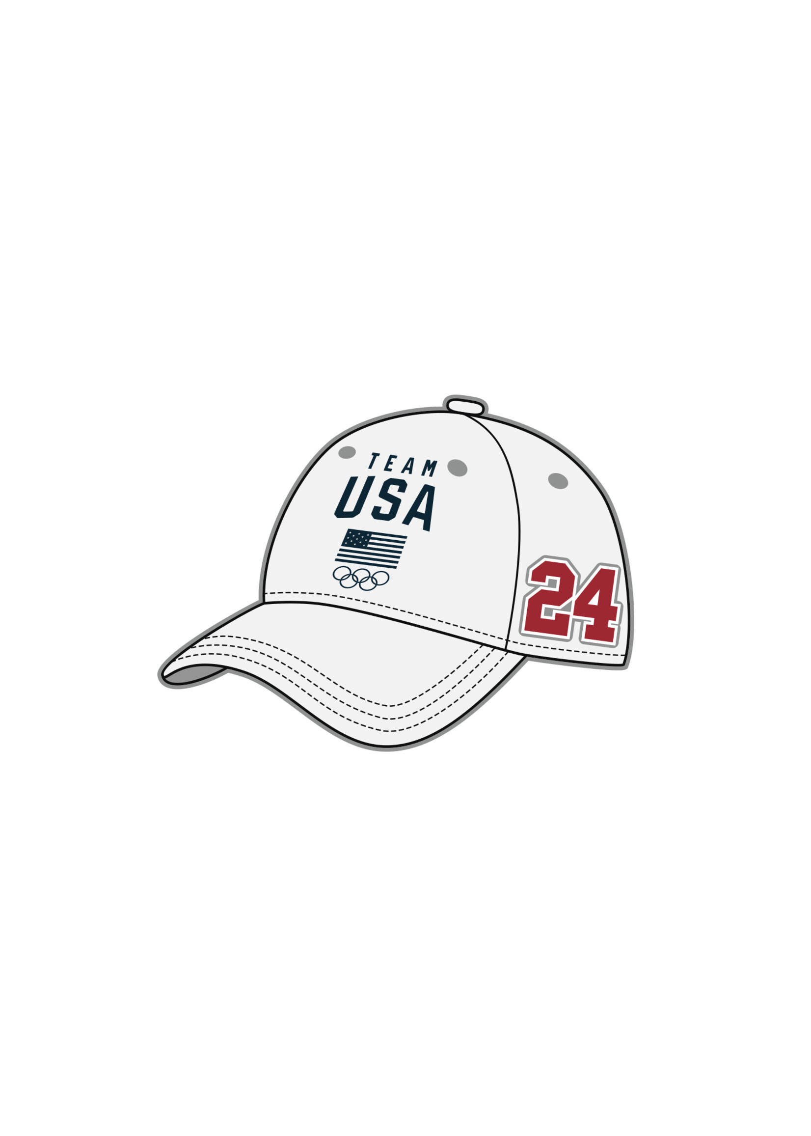 Team USA Flag & Rings Paris 2024 White Cap Pin