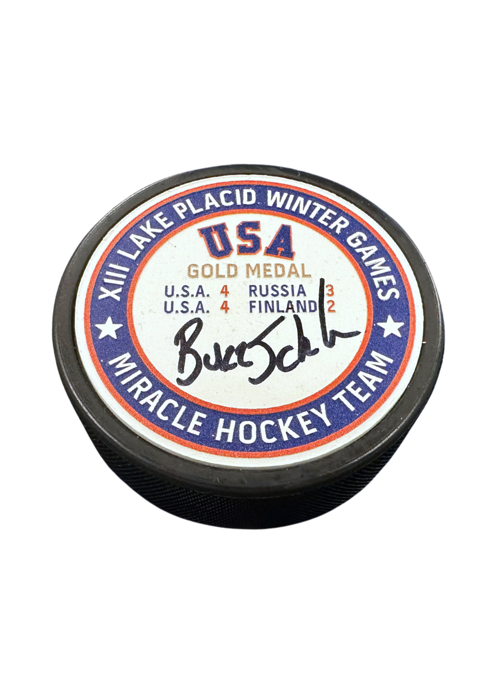 Schneider Signed Gold Medal Puck