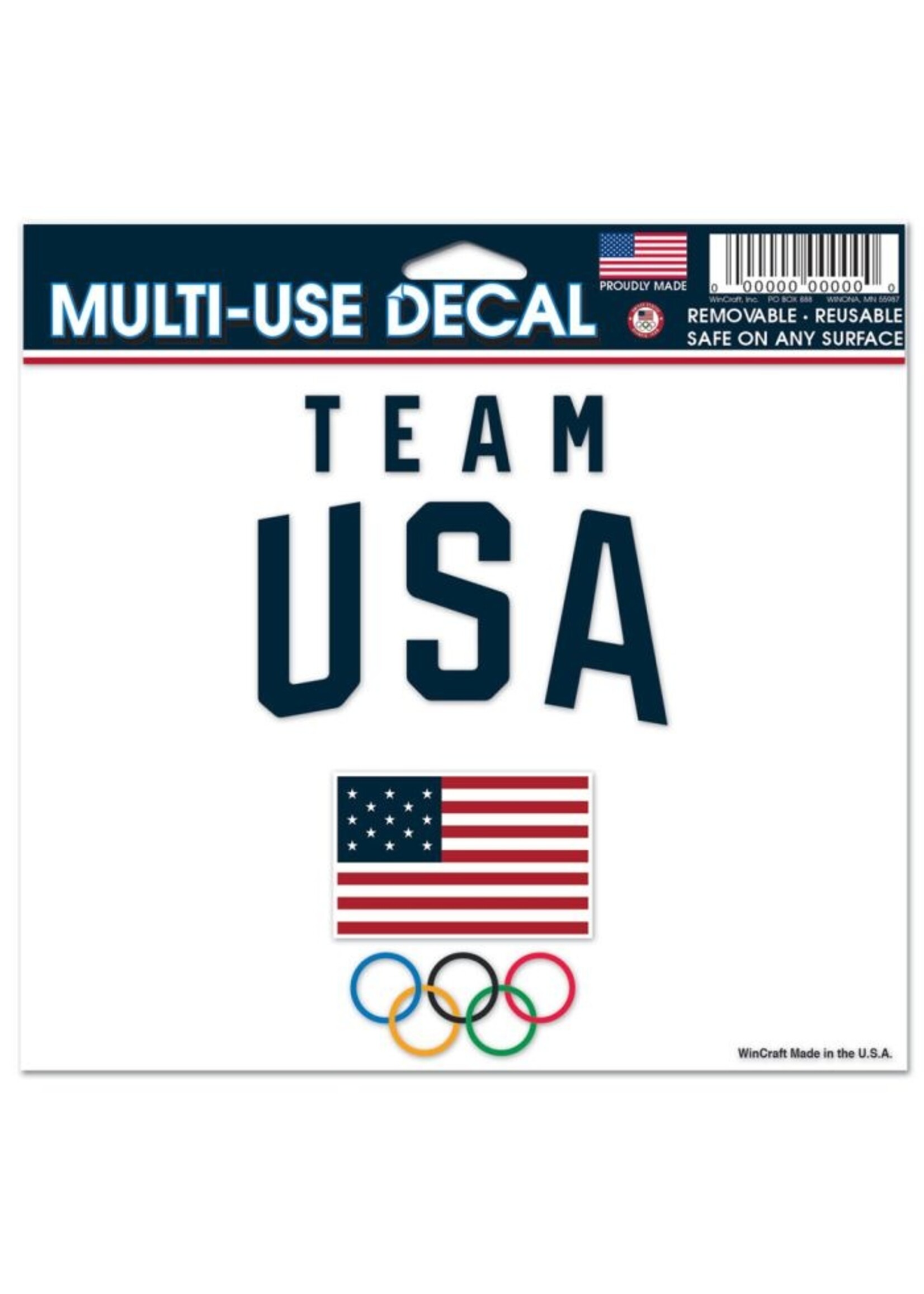 USOC Team USA Flag & Rings Multi-Use Sticker Decal 5" x 6"