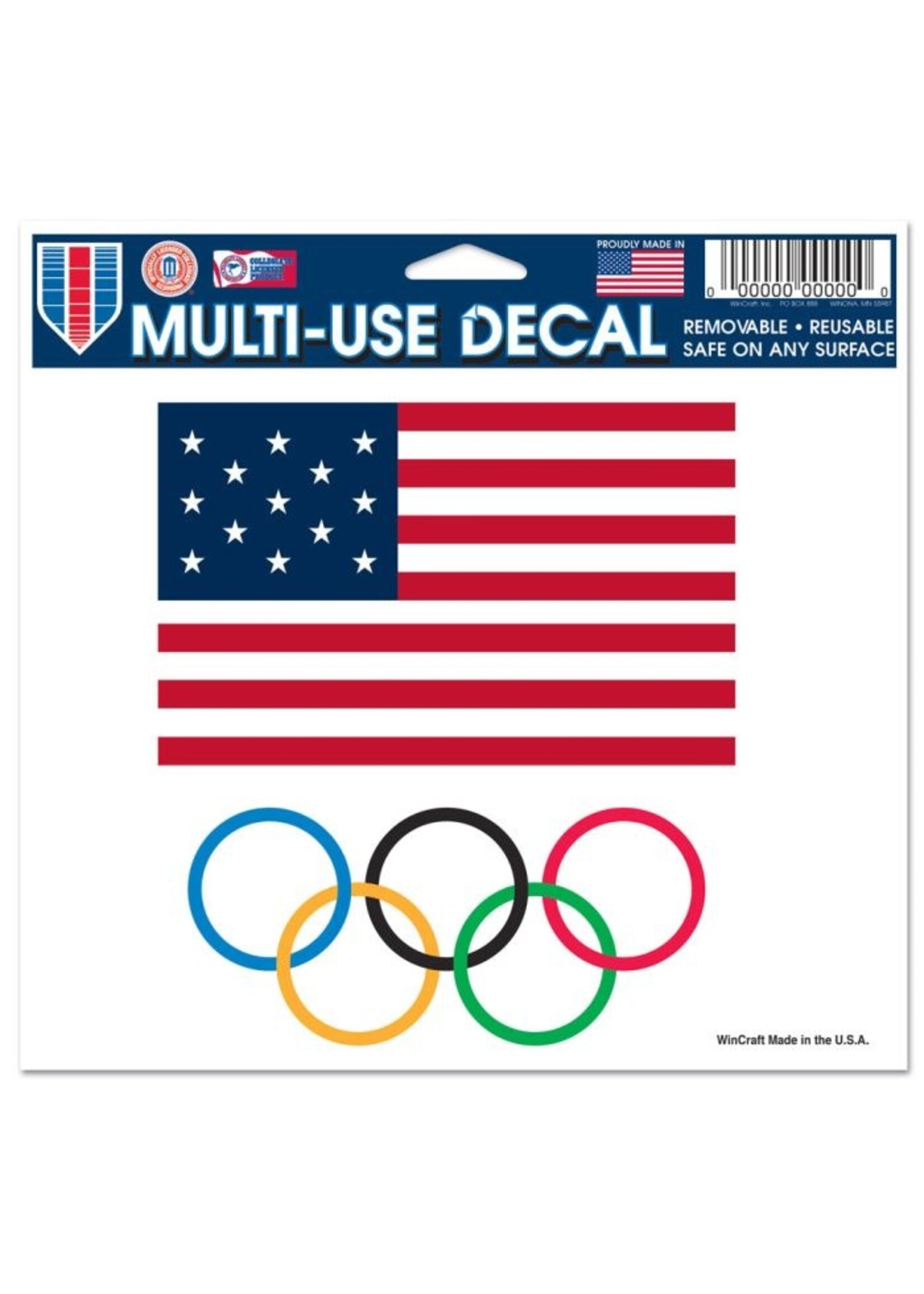 USOC Flag & Rings Multi-Use Sticker Decal 5" x 6"