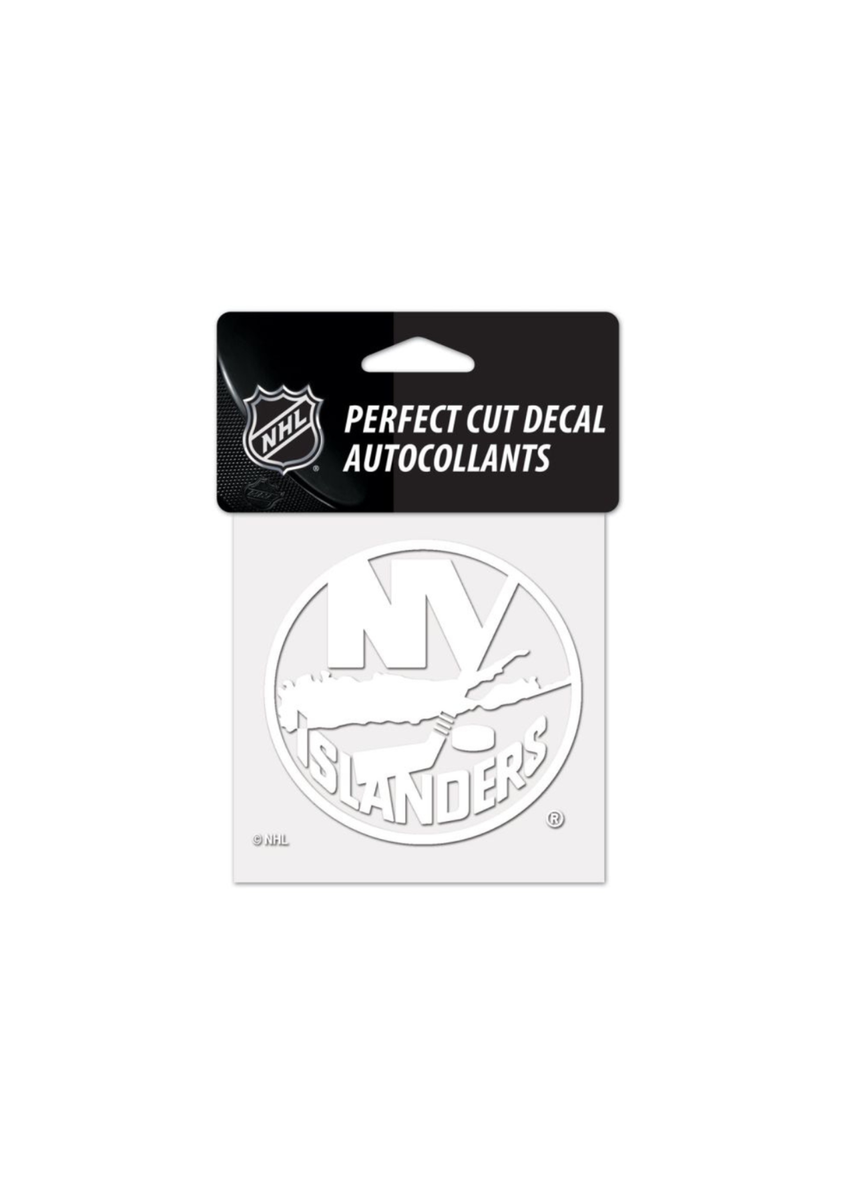 New York Islanders Perfect Cut White Decal 4" x 4"