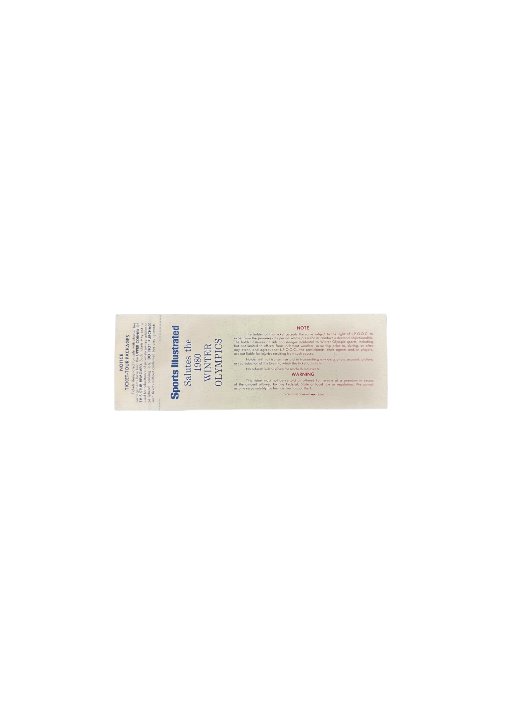 Eruzione Signed Authentic 1980 Ticket