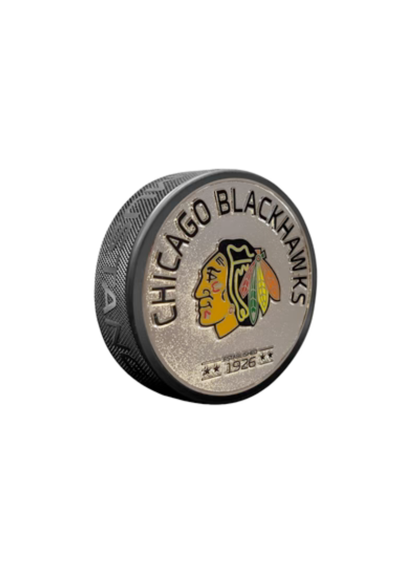 Chicago Blackhawks Silver Established Medallion Puck