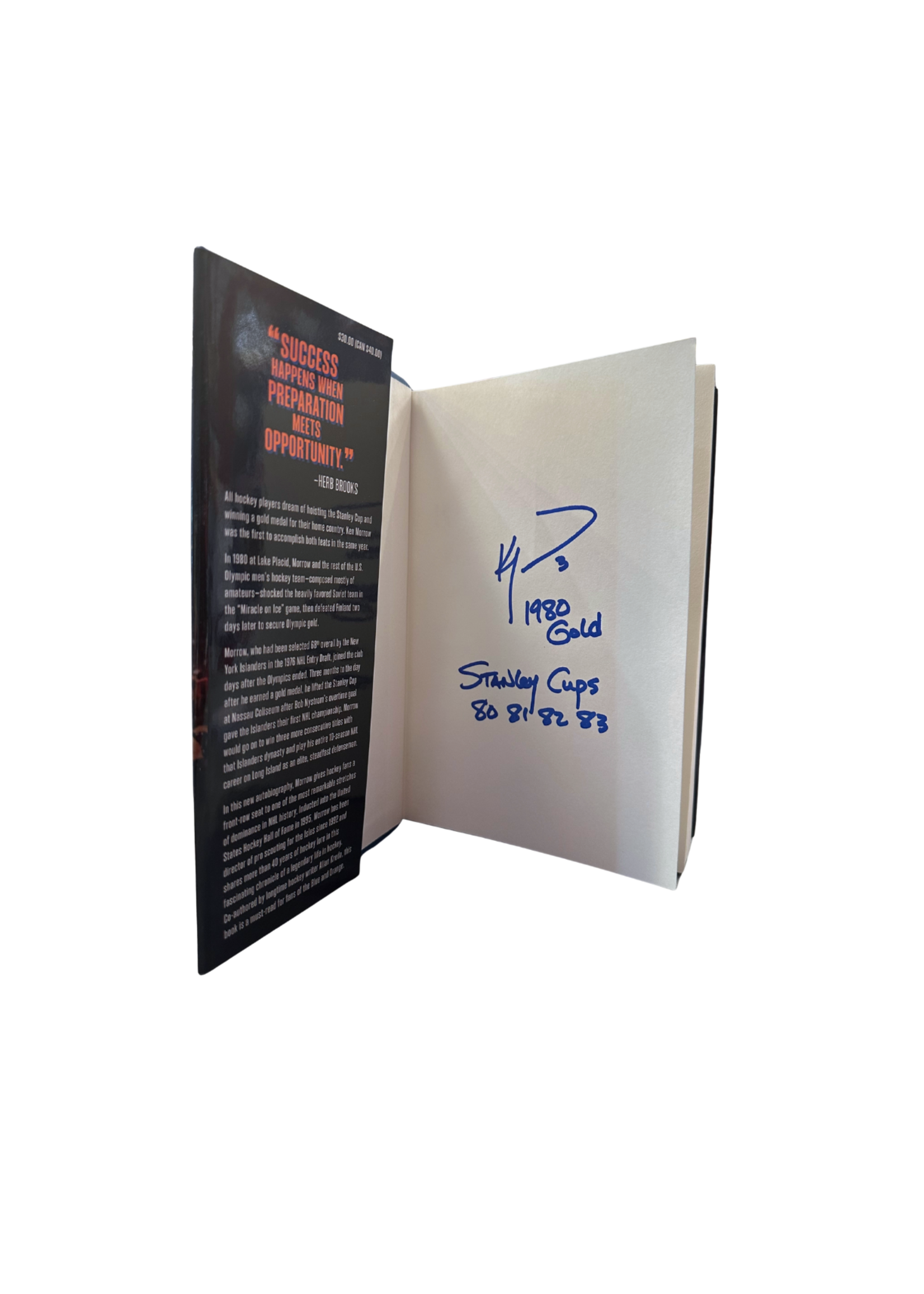 Morrow Signed Miracle Gold, 4 Stanley Cups Hardcover Book