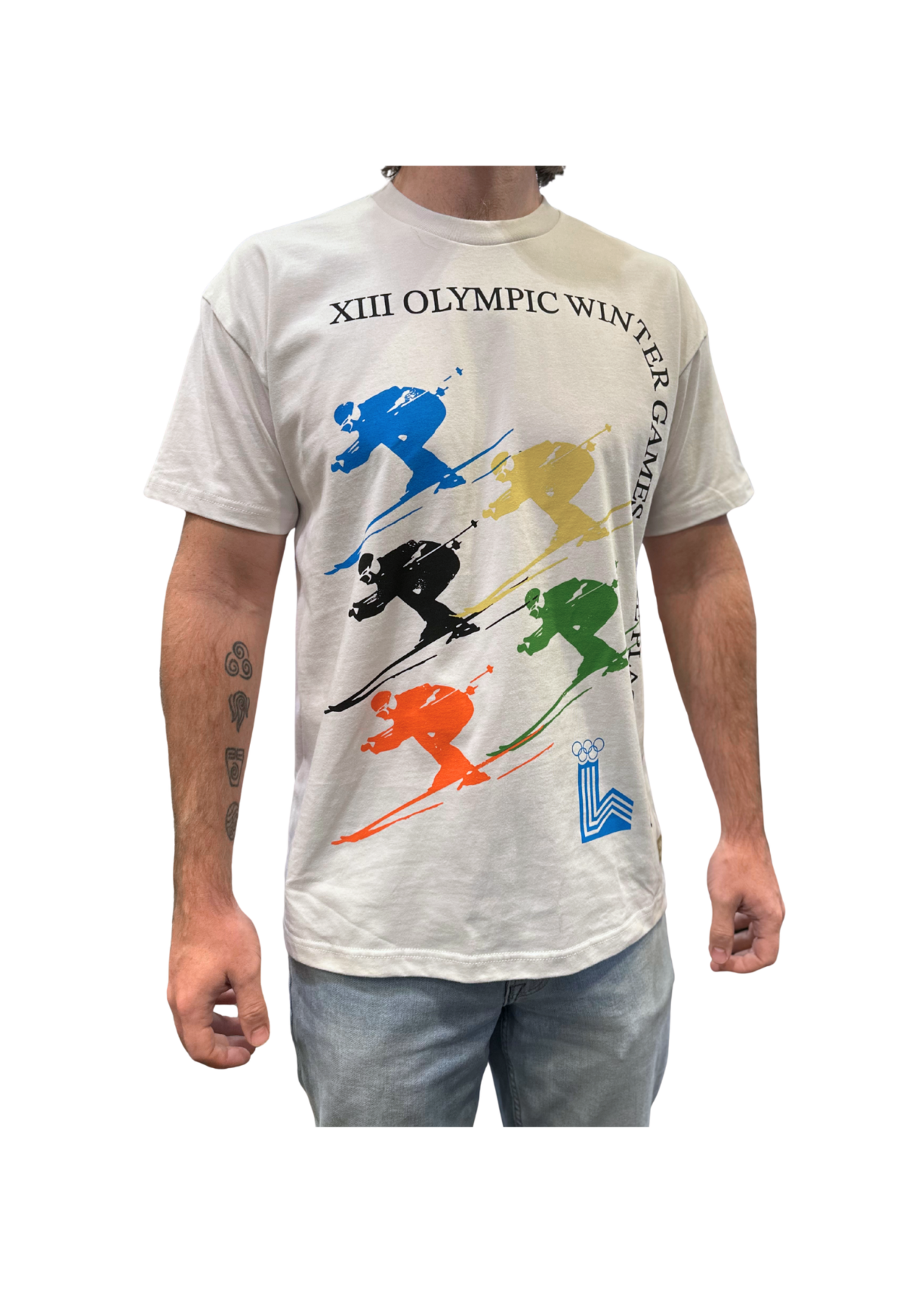 Vintage Lake Placid XIII Olympic Winter Games Multi Skier Tee