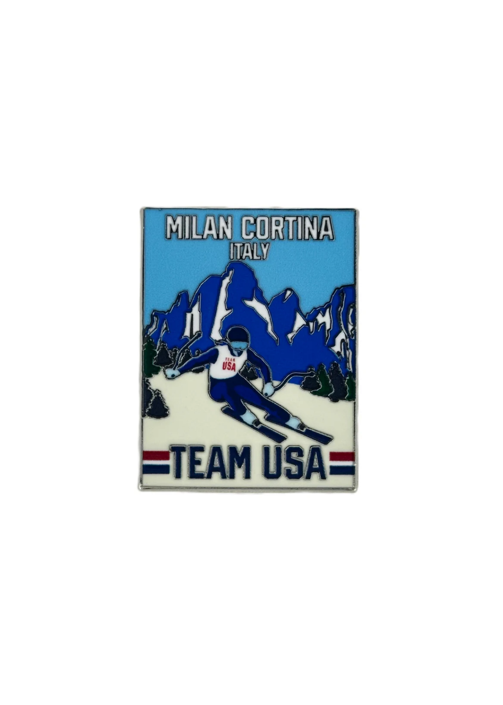 Team USA Milan Cortina Vintage Ski Poster Pin