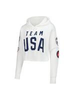 Team USA Flag & Patches Fleece Cropped Pullover Hoodie