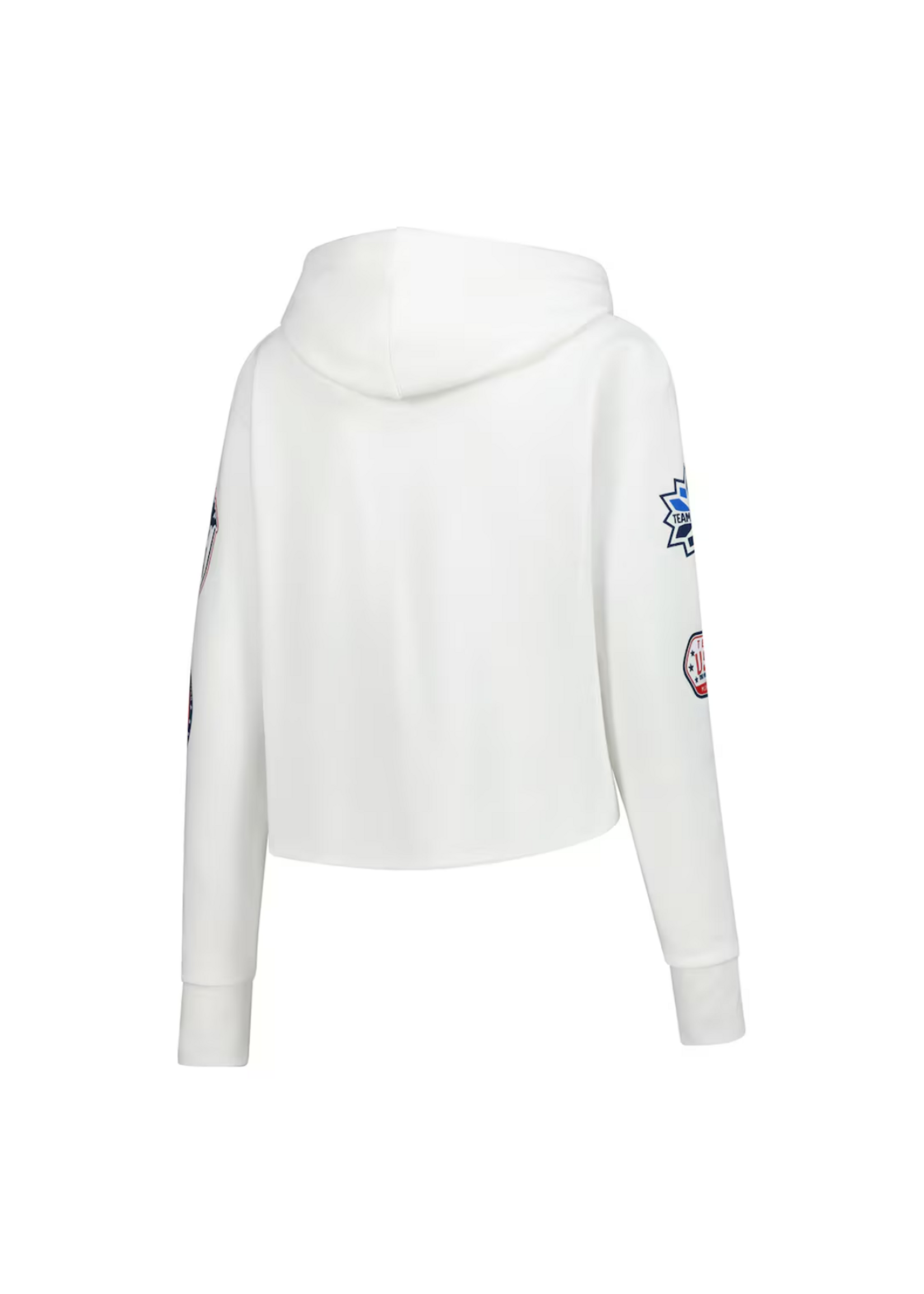 Team USA Flag & Patches Fleece Cropped Pullover Hoodie