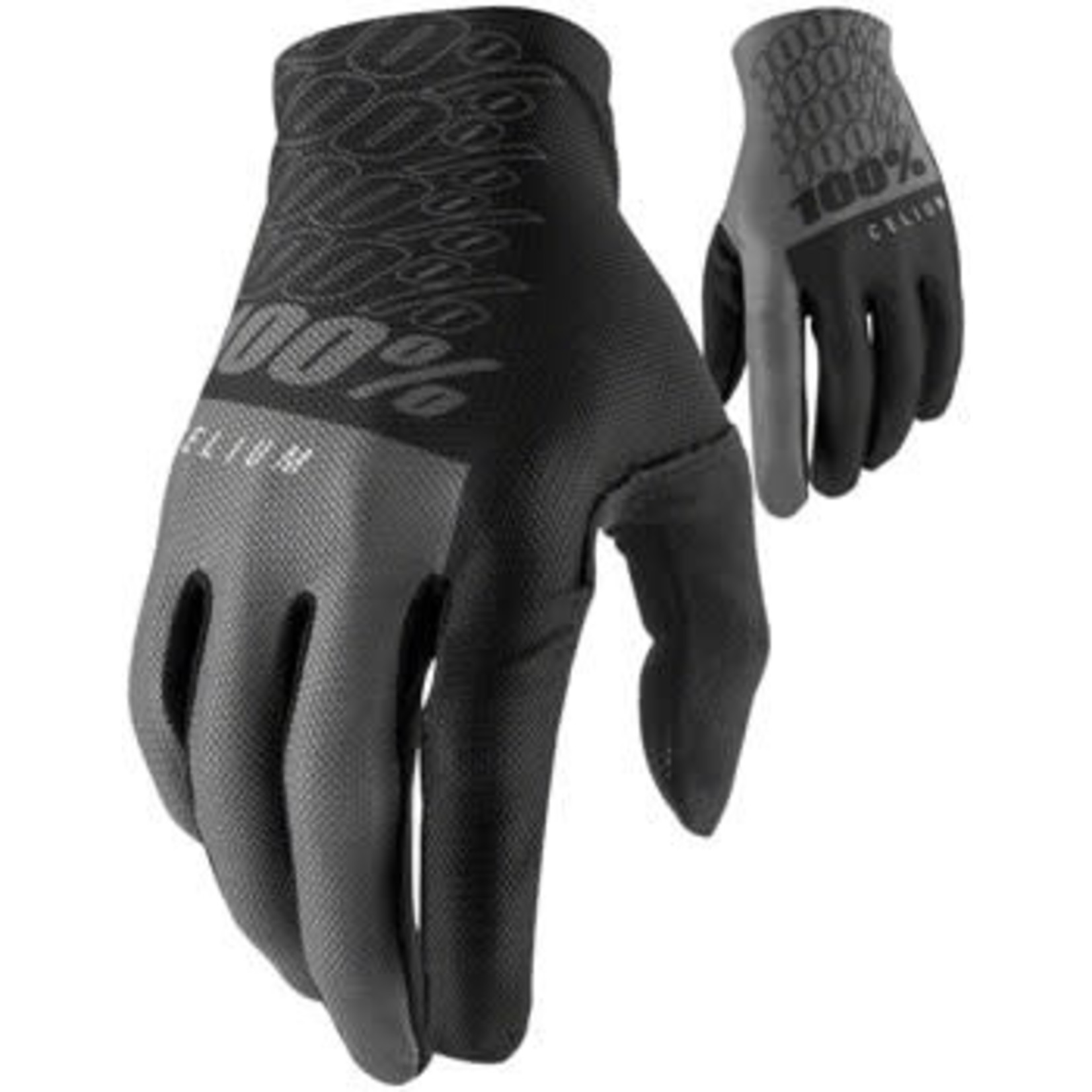 100% Celium Gloves - Black/Gray Full Finger Men's Large
