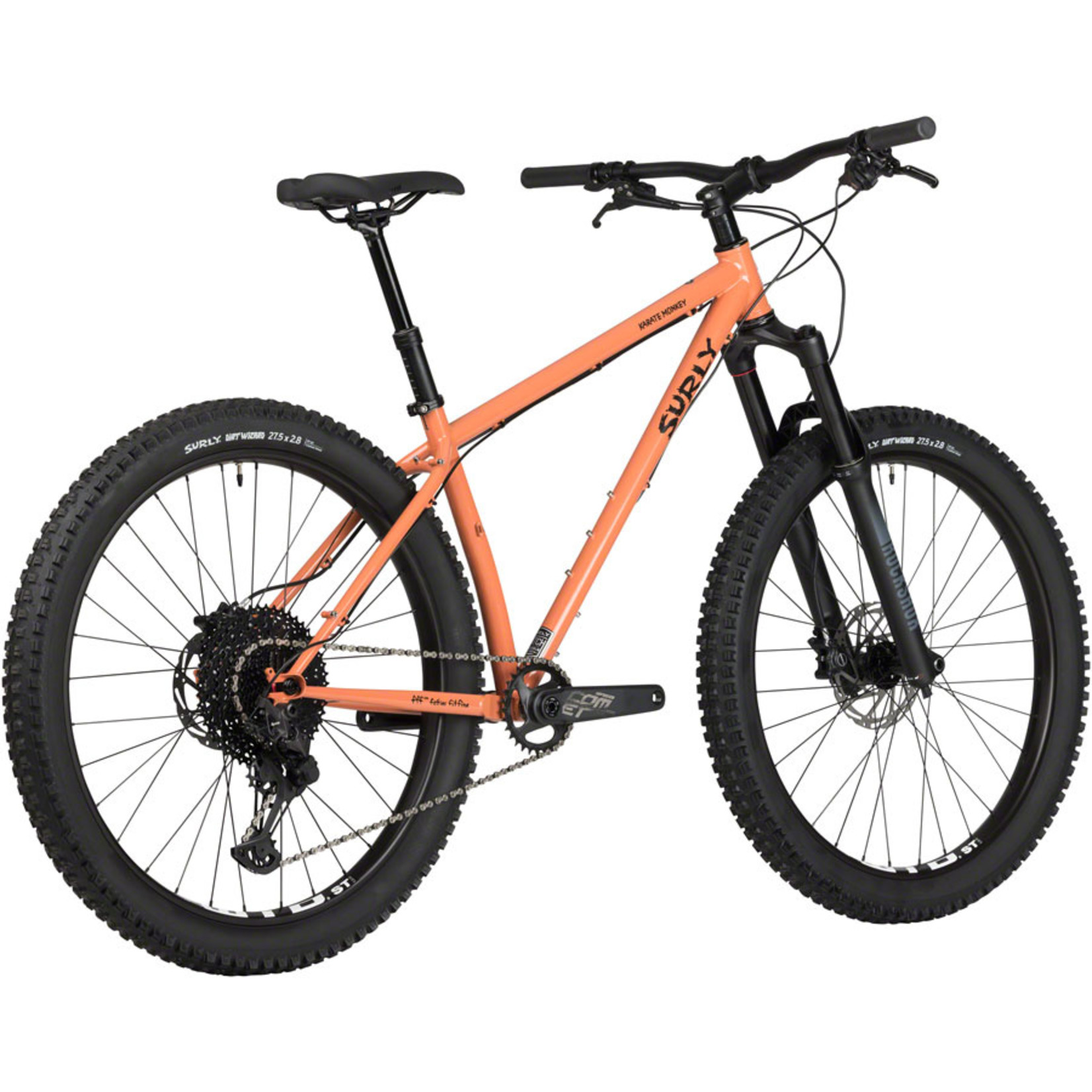 Surly Surly Karate Monkey Front Suspension Bike - 27.5", Steel, Peach Salmon Sundae, Medium