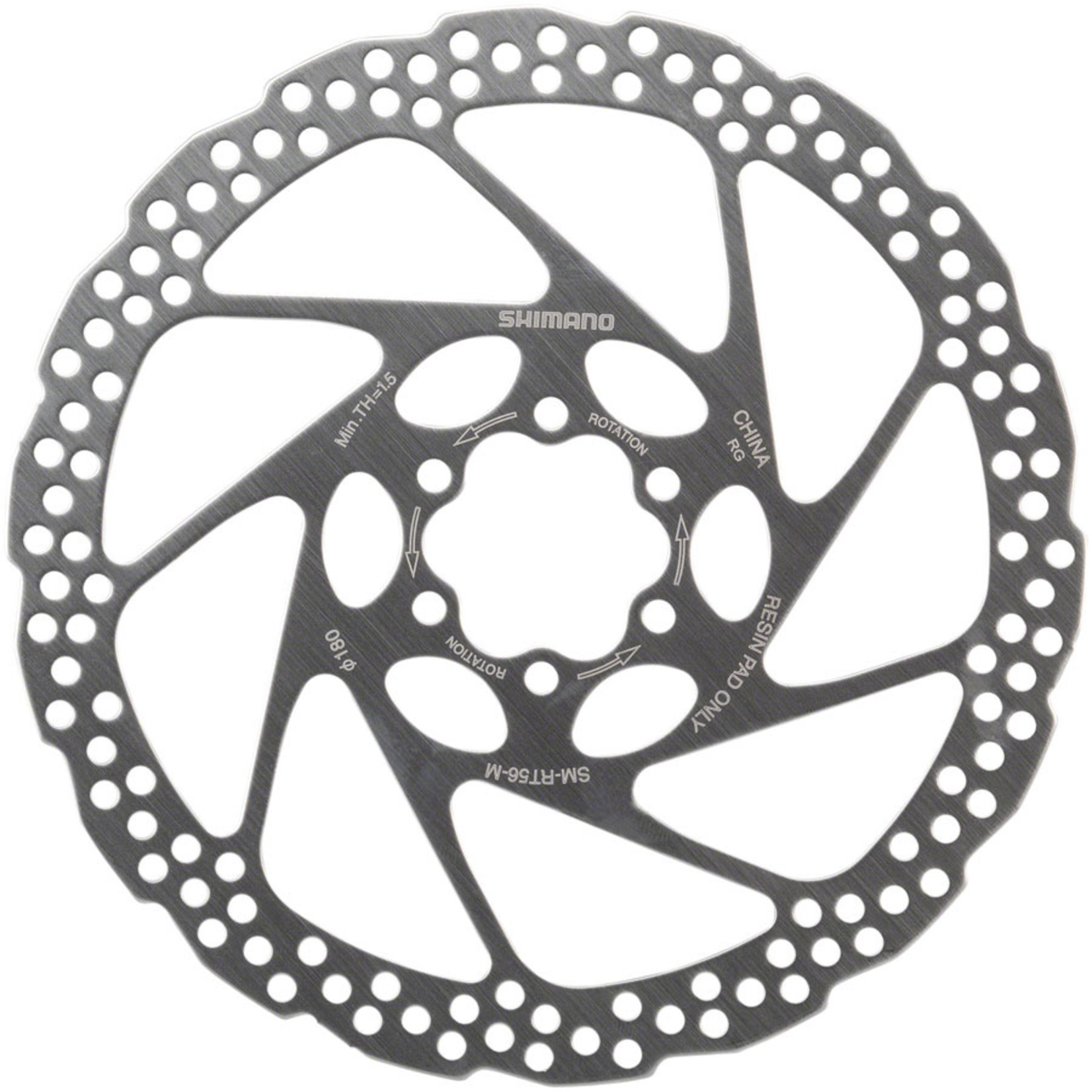 Shimano Shimano Deore SM-RT56-M Disc Brake Rotor - 180mm 6-Bolt For Resin Pads Only Silver