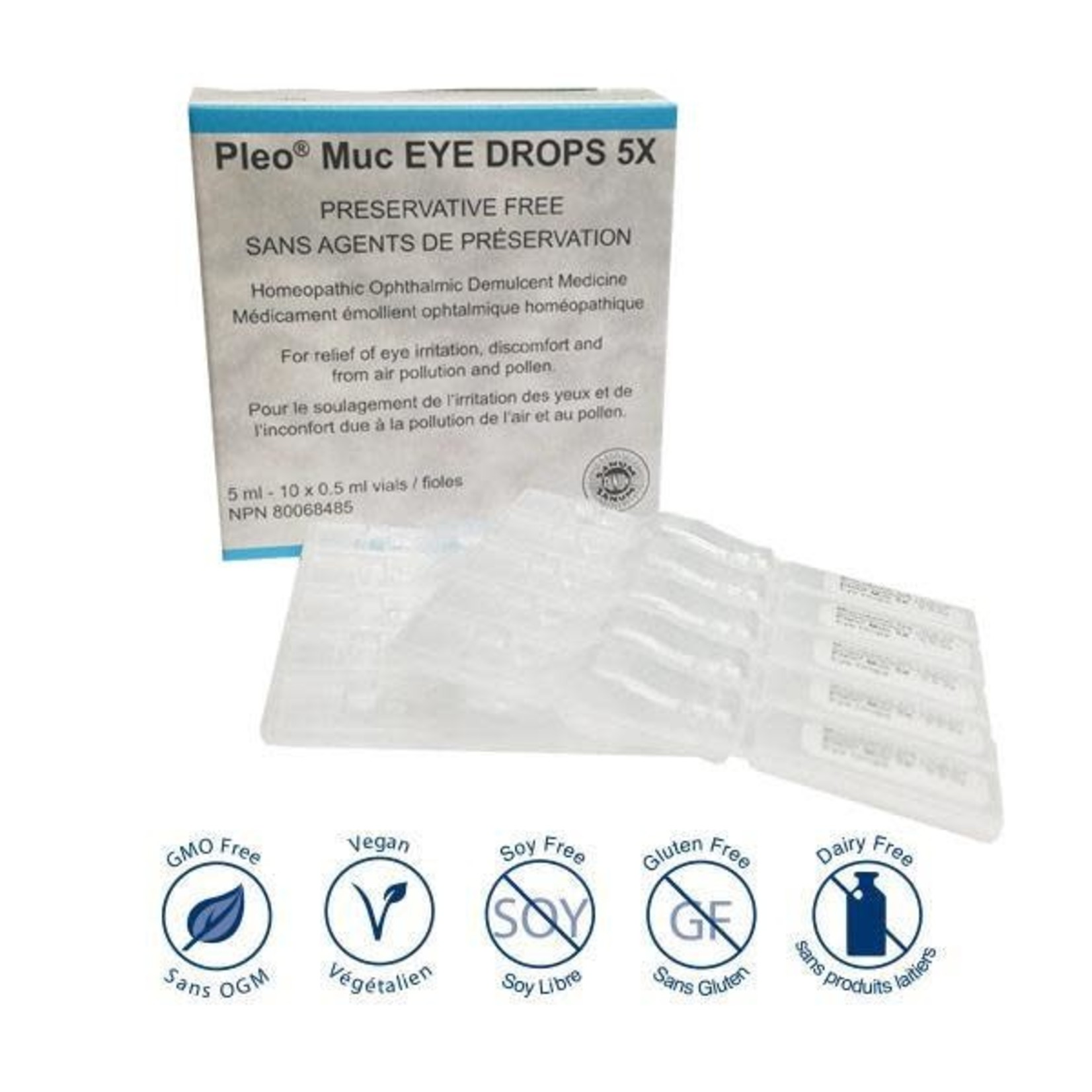 BIO MED SANUM PLEO MUC(MUCOKEHL) EYE DROPS 5X (10 SINGLE VIALS)