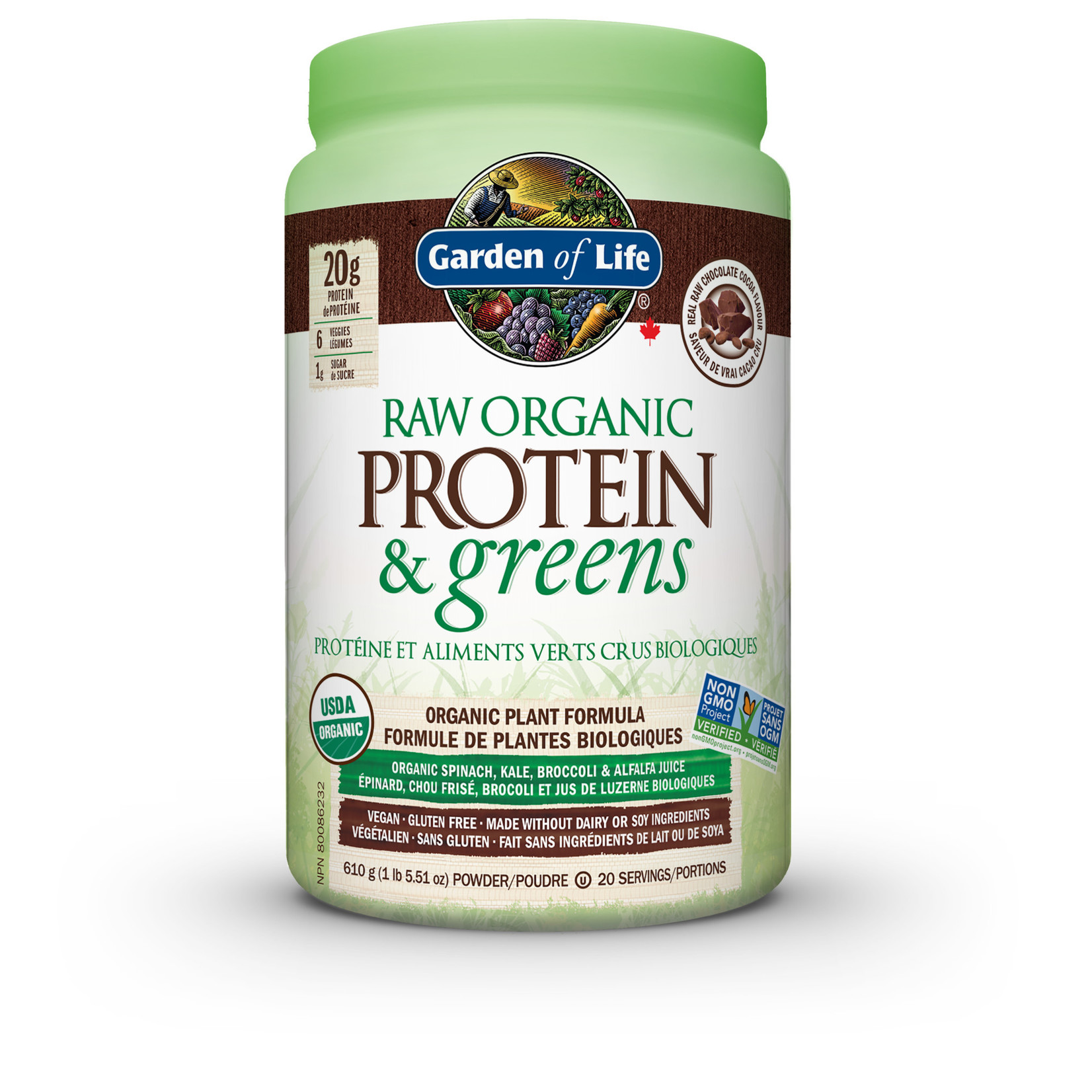 GARDEN OF LIFE GARDEN OF LIFE RAW ORGANIC PROTEIN & GREENS CHOCOLATE 610g