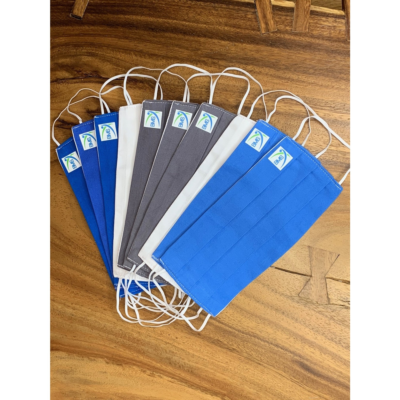 REUSABLE COTTON MASK (GREY/BLUE) 3 LAYER