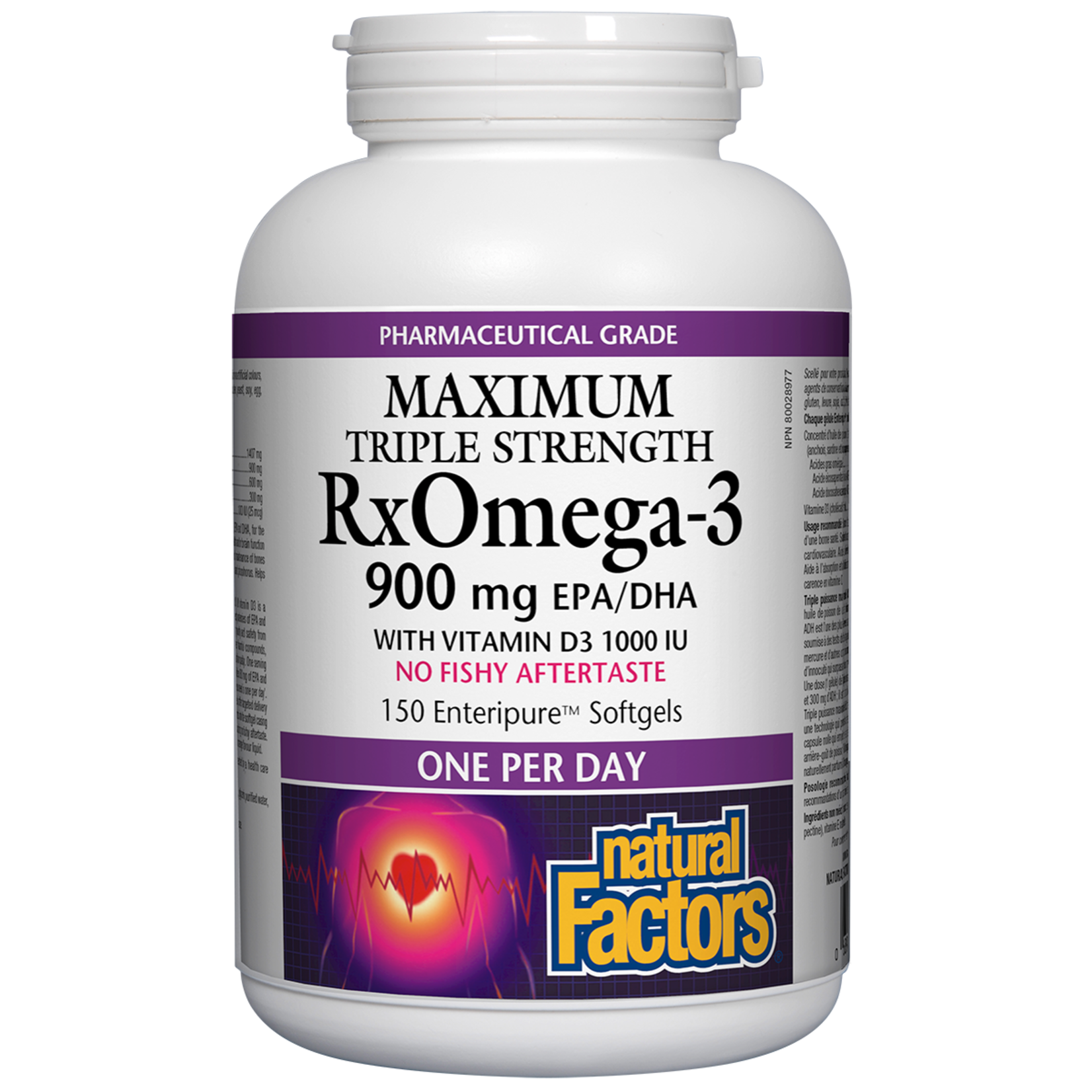 NATURAL FACTORS NATURAL FACTORS RXOMEGA-3 - MAXIMUM TRIPLE STRENGTH - 900MG 150 ENTERIPURE SOFTGELS