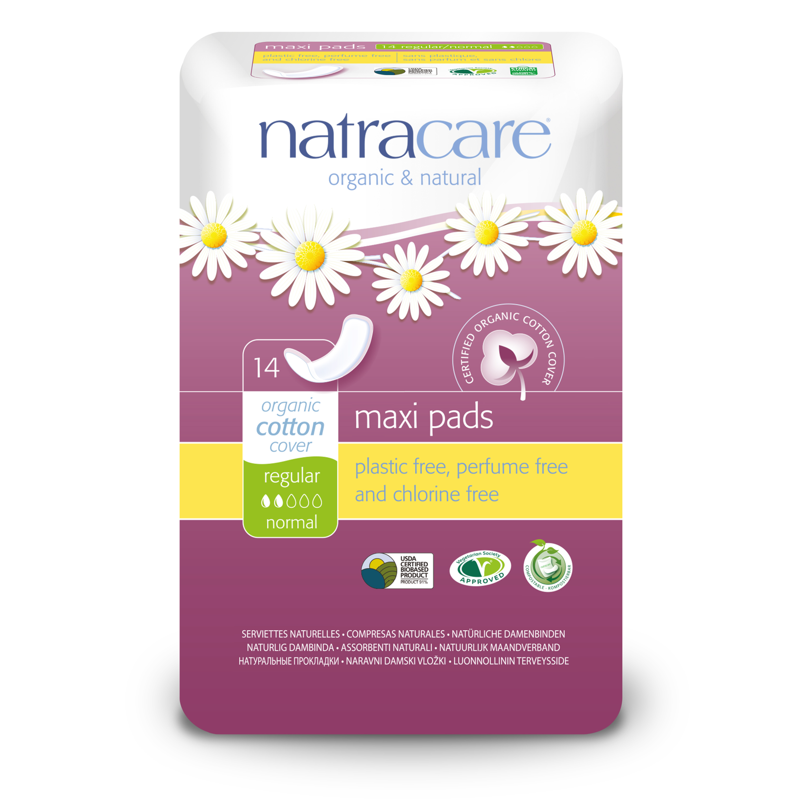 NATRA CARE NATRACARE MAXI PADS - REGULAR - NO WINGS 14 COUNT