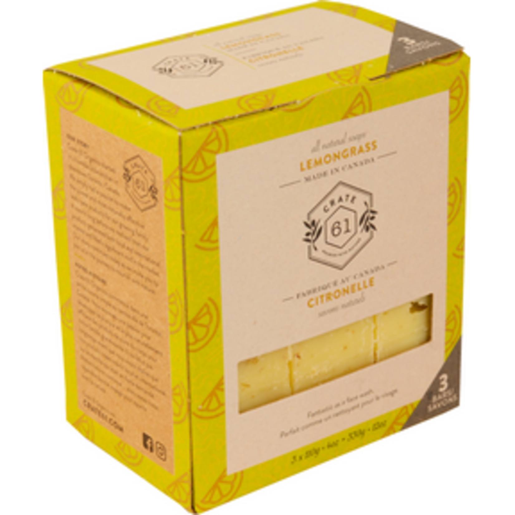 CRATE 61 CRATE 61 ORGANICS LEMONGRASS SOAP 3PK