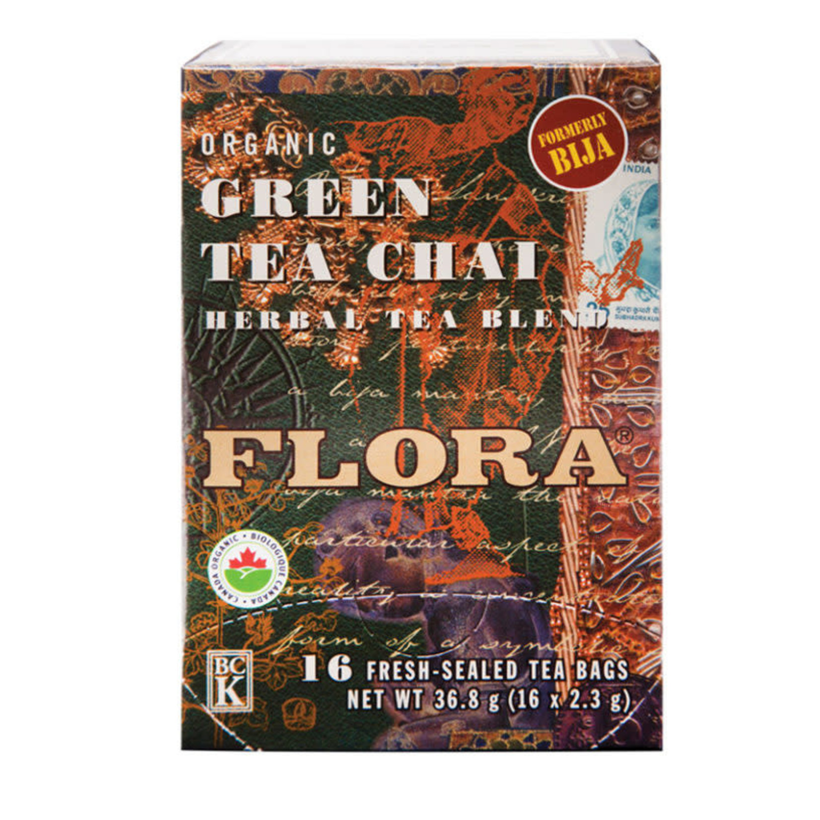 FLORA FLORA ORGANIC GREEN TEA CHAI HERBAL TEA 16 BAGS