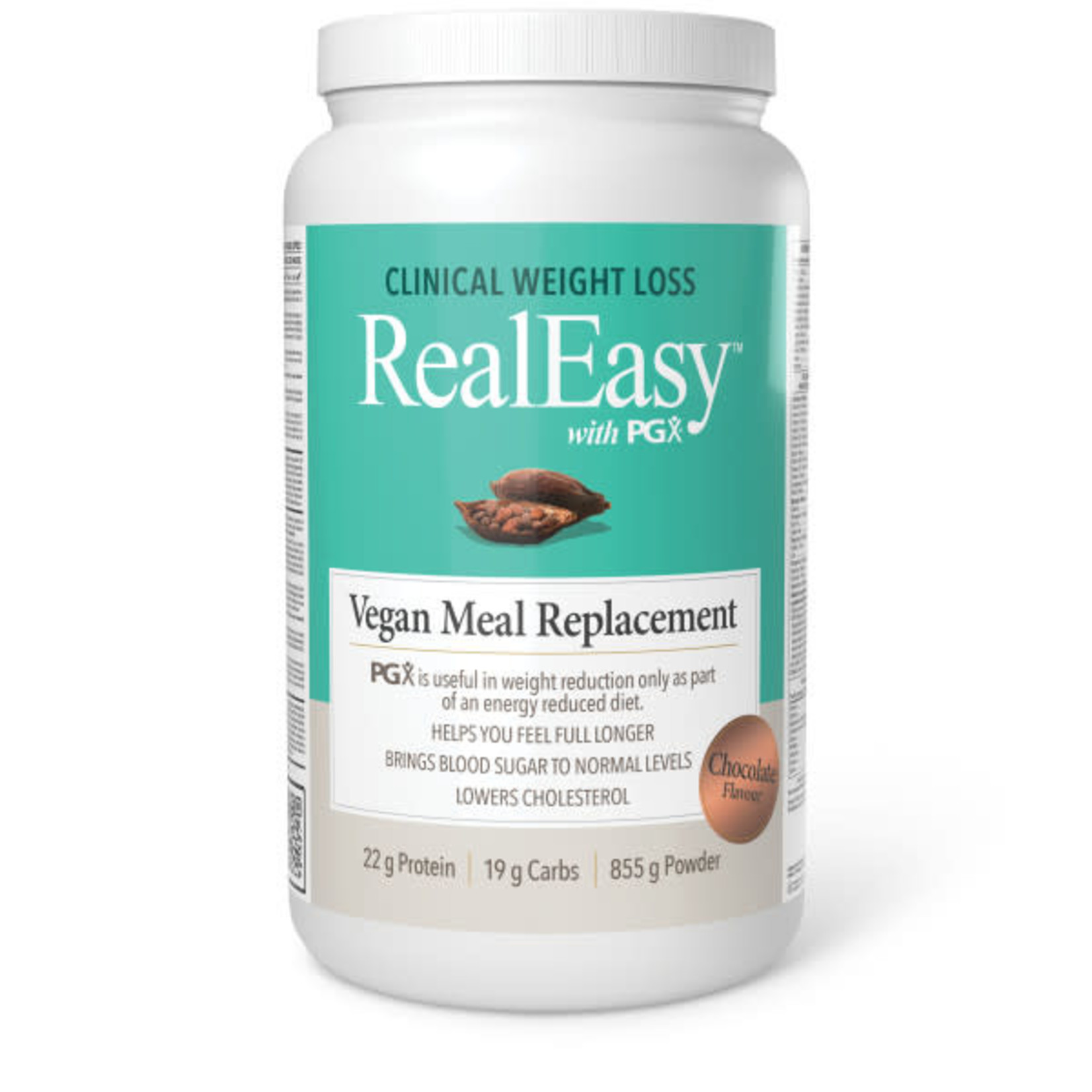 NATURAL FACTORS NATURAL FACTORS REAL EASY WITH PGX VEGAN MEAL REPLACEMENT CHOCOLATE 855G